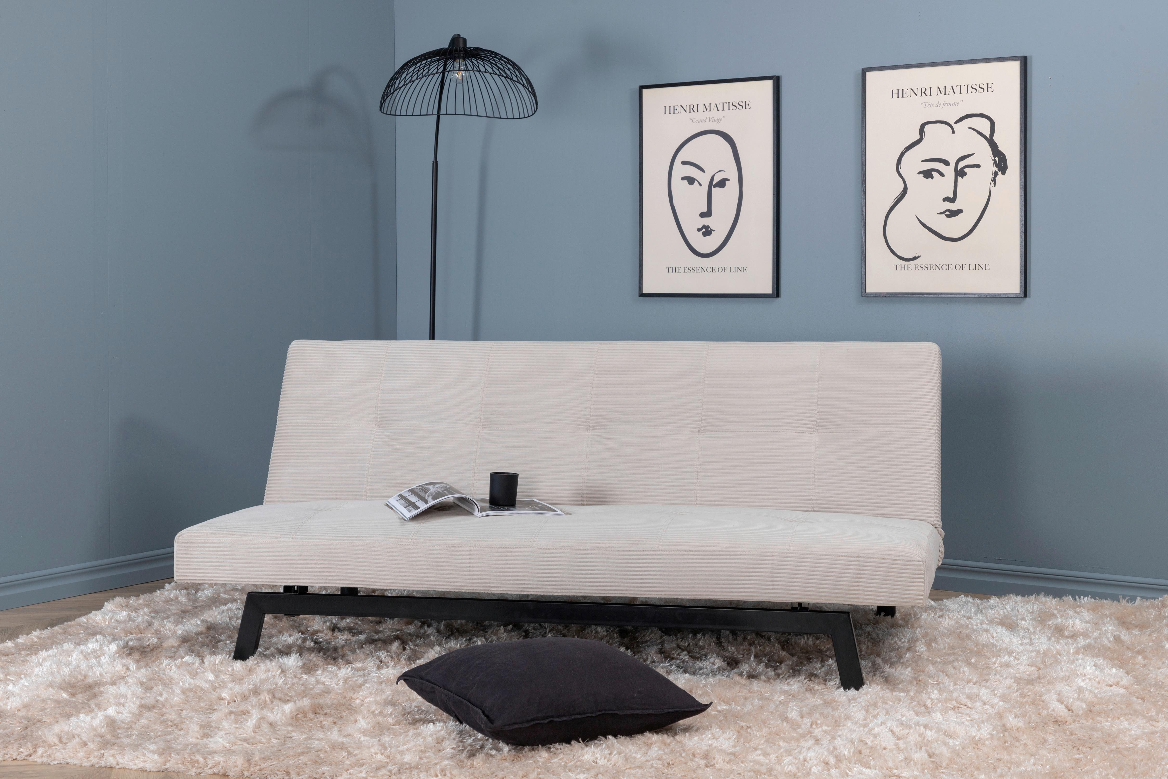 Schlafsofa Bodil - Beige/Schwarz, Design, Textil/Metall (180/80/55cm) - Livetastic