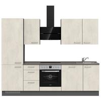 Kuchynská linka 270CM biely betón/ bridlicová šedá - biela/farba ušľachtilej ocele, Modern, kov/kompozitné drevo (270cm) - Nobilia