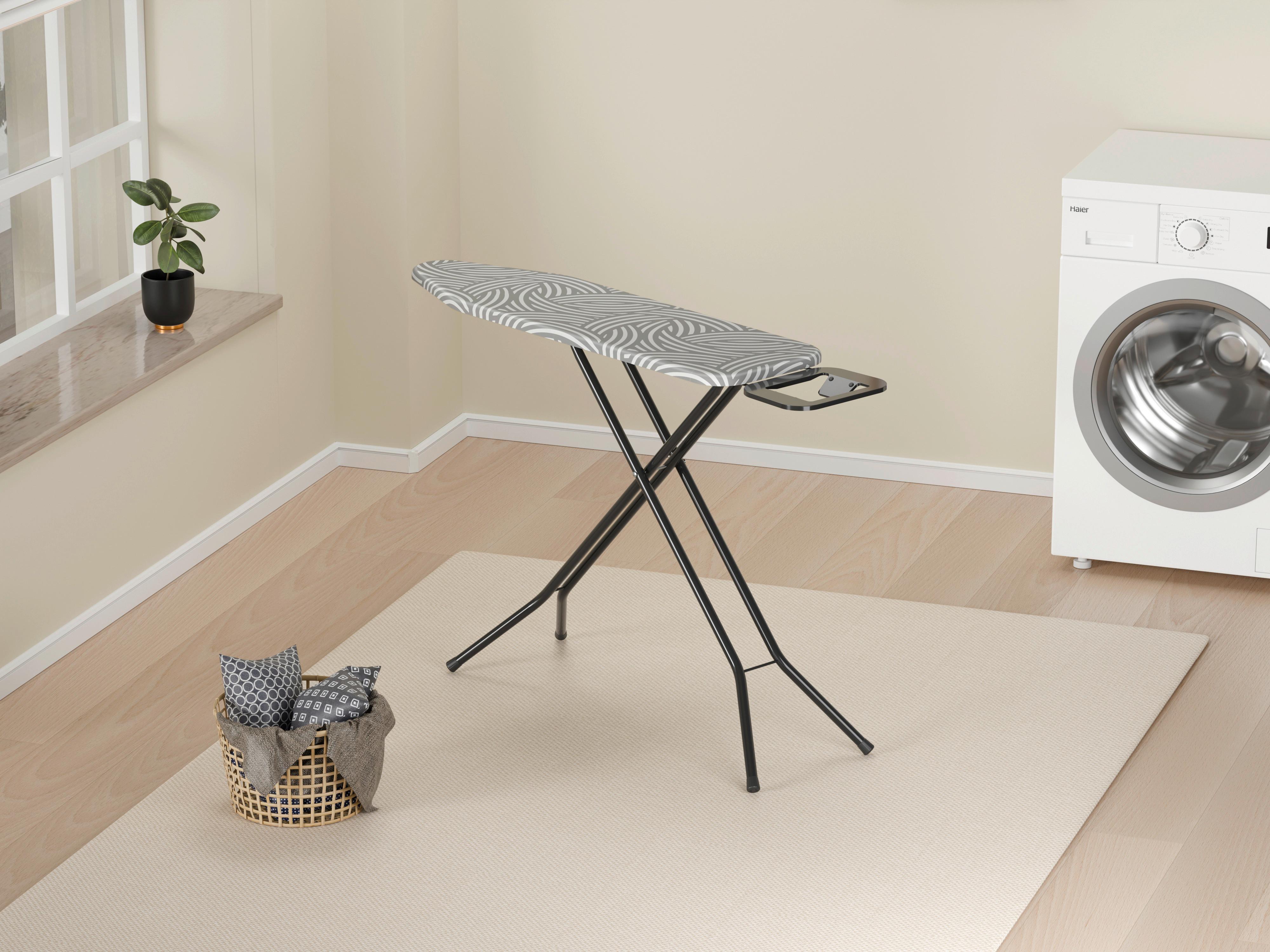 Bügelbrett Elfi 127 x 89cm mit Bügeleisenablage - Schwarz/Grau, KONVENTIONELL, Textil (127/30.5/89cm) - Homezone