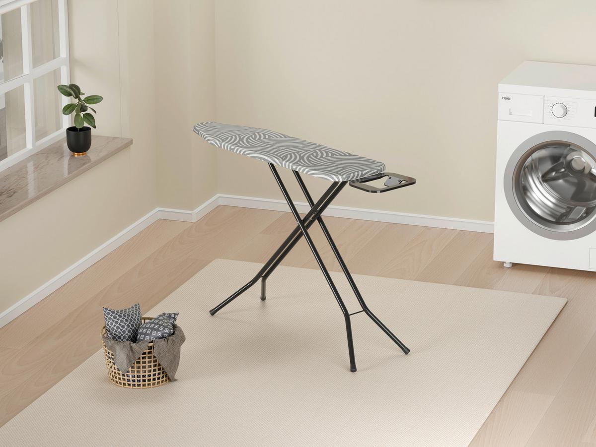 Bügelbrett Elfi 127 X 89cm Mit Bügeleisenablage - Schwarz/Grau, KONVENTIONELL, Textil (127/30.5/89cm) - Homezone