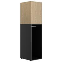 Kleiderschrank Nael 50 cm, Eichefarben/ Schwarz - Eichefarben/Schwarz, Basics, Holzwerkstoff (50/200/60cm)