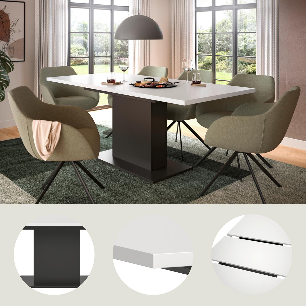 JEDÁLENSKÝ STÔL MARLON 150 AZ - sivá/biela, Konventionell, kompozitné drevo (150-190/76/90cm) - MID.YOU