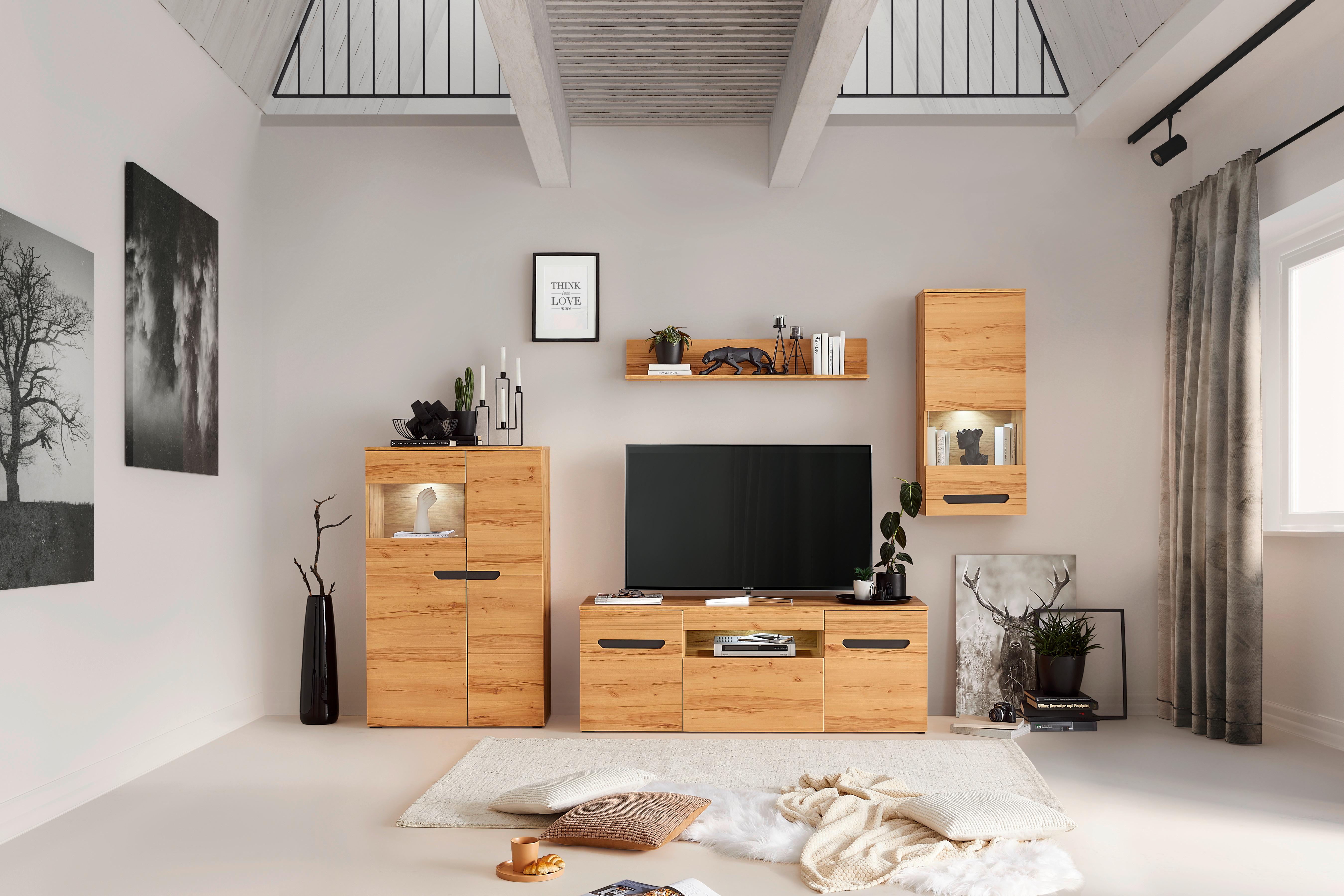 Stapelprogramm Alana - Schwarz, MODERN, Glas/Holzwerkstoff (250,4/195,4/50cm)