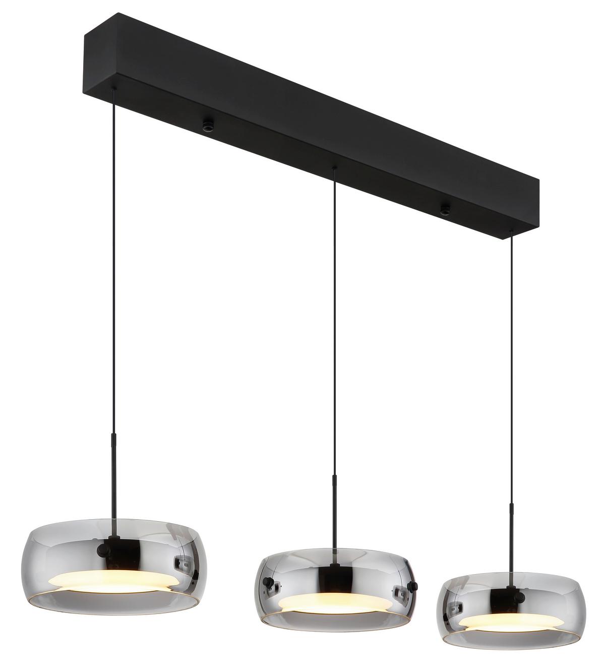 Led-hängeleuchte 3000k, 30w, 3000k - Schwarz/Weiß, Design, Glas/Kunststoff (85/20/120cm) - Globo