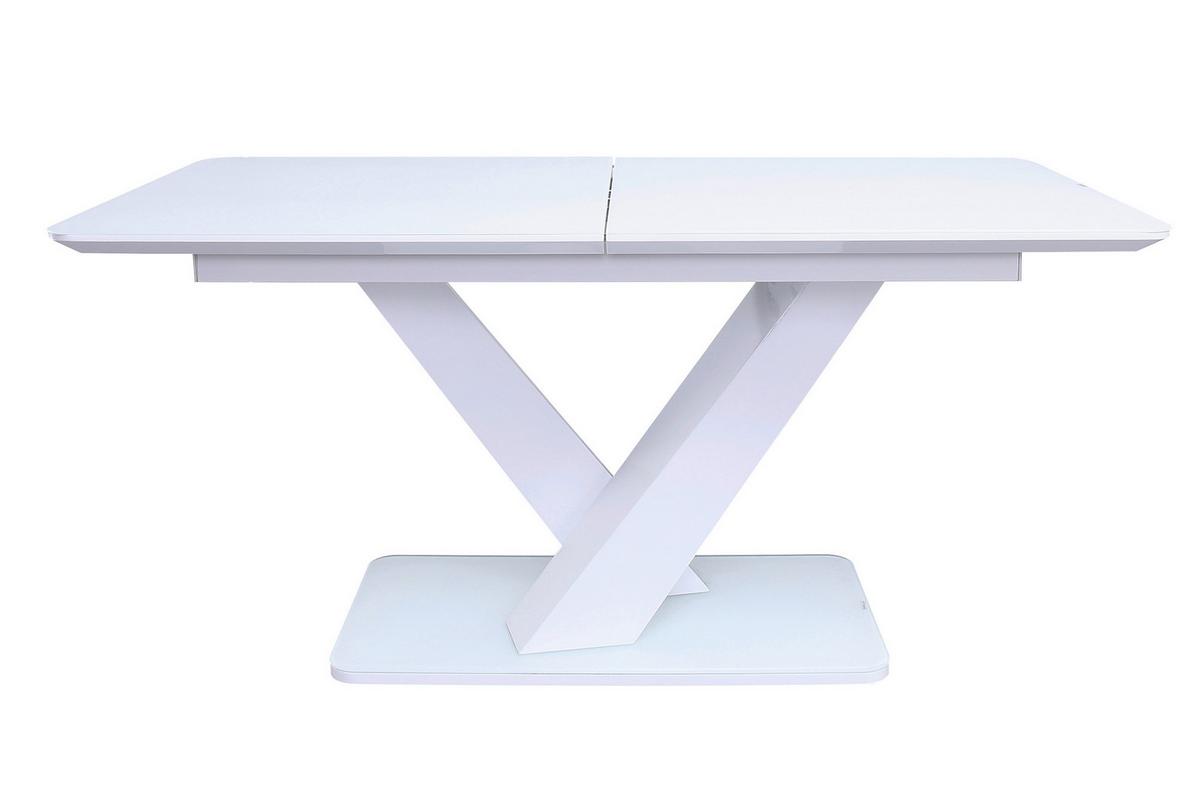 Tischgruppe Silberfarben/weiß B: 160-200cm - Silberfarben/Weiß, MODERN, Glas/Holzwerkstoff (160-200/90/77cm) - Livetastic