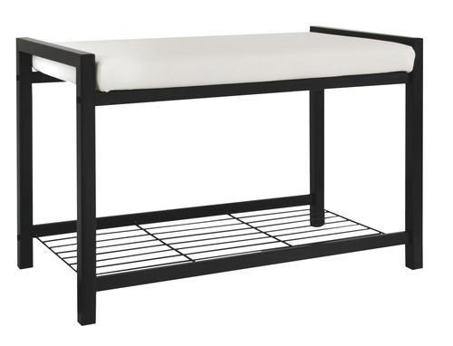 Garderobenbank Lucky B: 68 cm Gepolstert mit Ablage Schwarz - Schwarz/Weiß, MODERN, Textil/Metall (68/47,50/35cm)