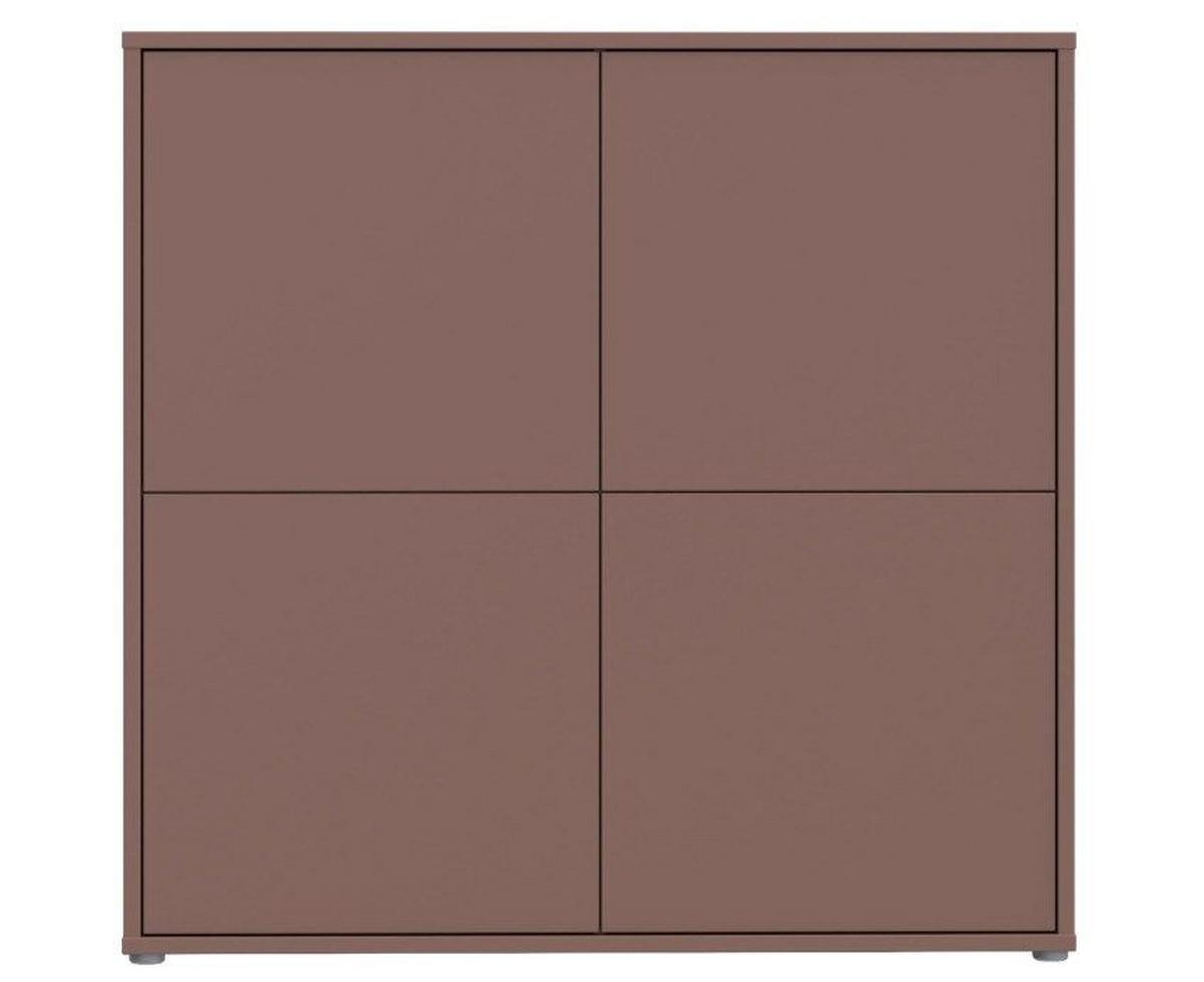 Vysoká komoda farba terracotta - béžovohnedá/terakotová, Modern, kompozitné drevo (124,5/121,5/34,9cm)