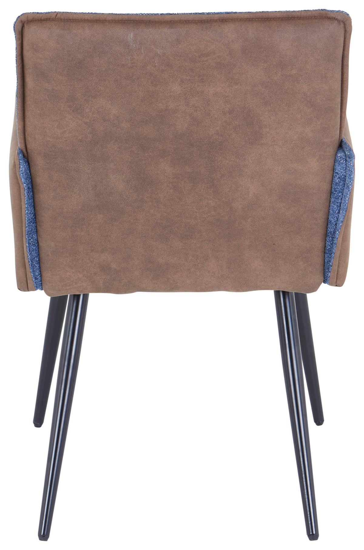 Armlehnstuhl Cory Blau/braun Gepolstert - Blau/Schwarz, MODERN, Textil/Metall (57/84/57cm) - MID.YOU