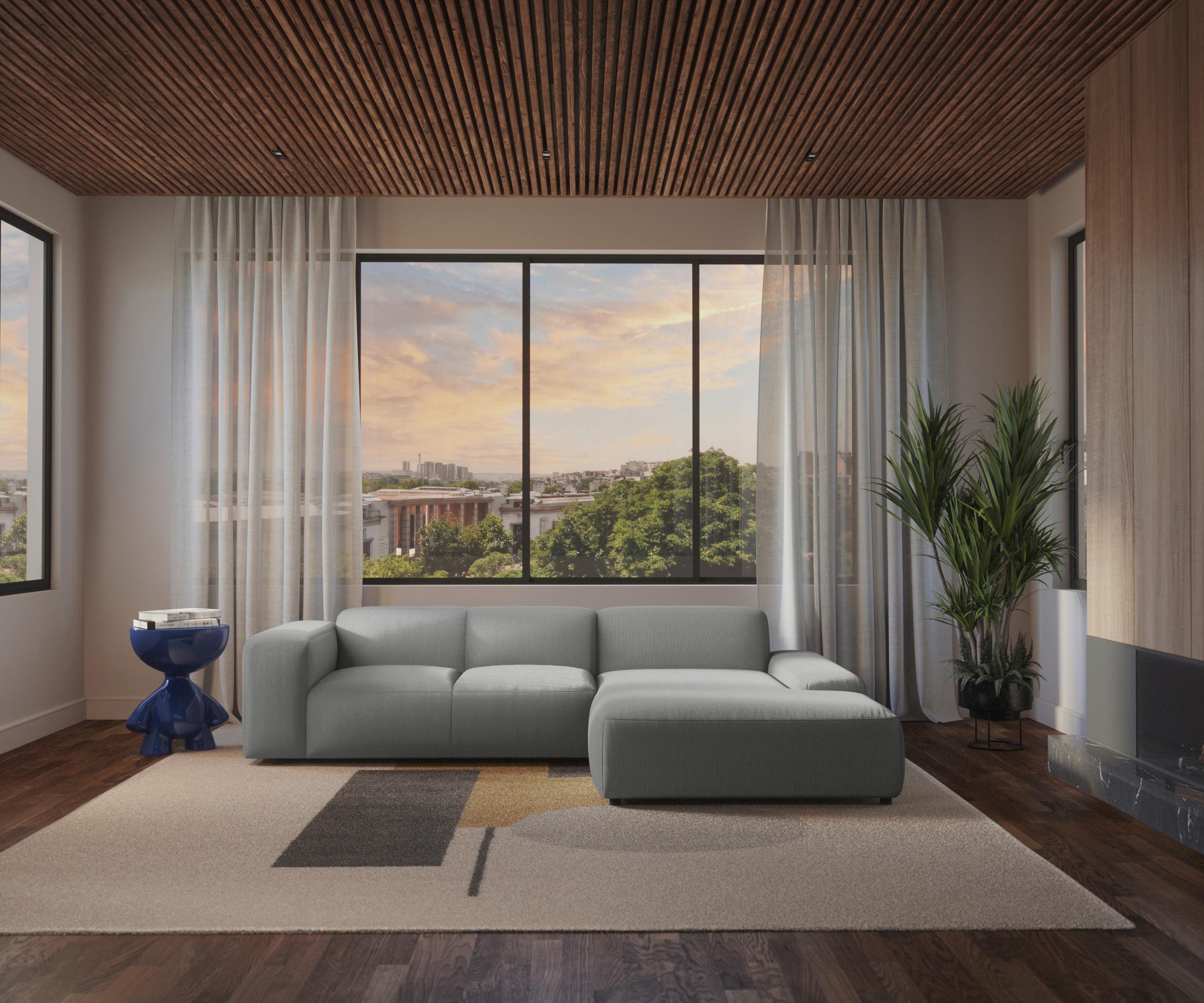 Ecksofa Hannah Hellgrau 304x200 cm - Hellgrau/Schwarz, Design, Textil (304/200cm) - MID.YOU