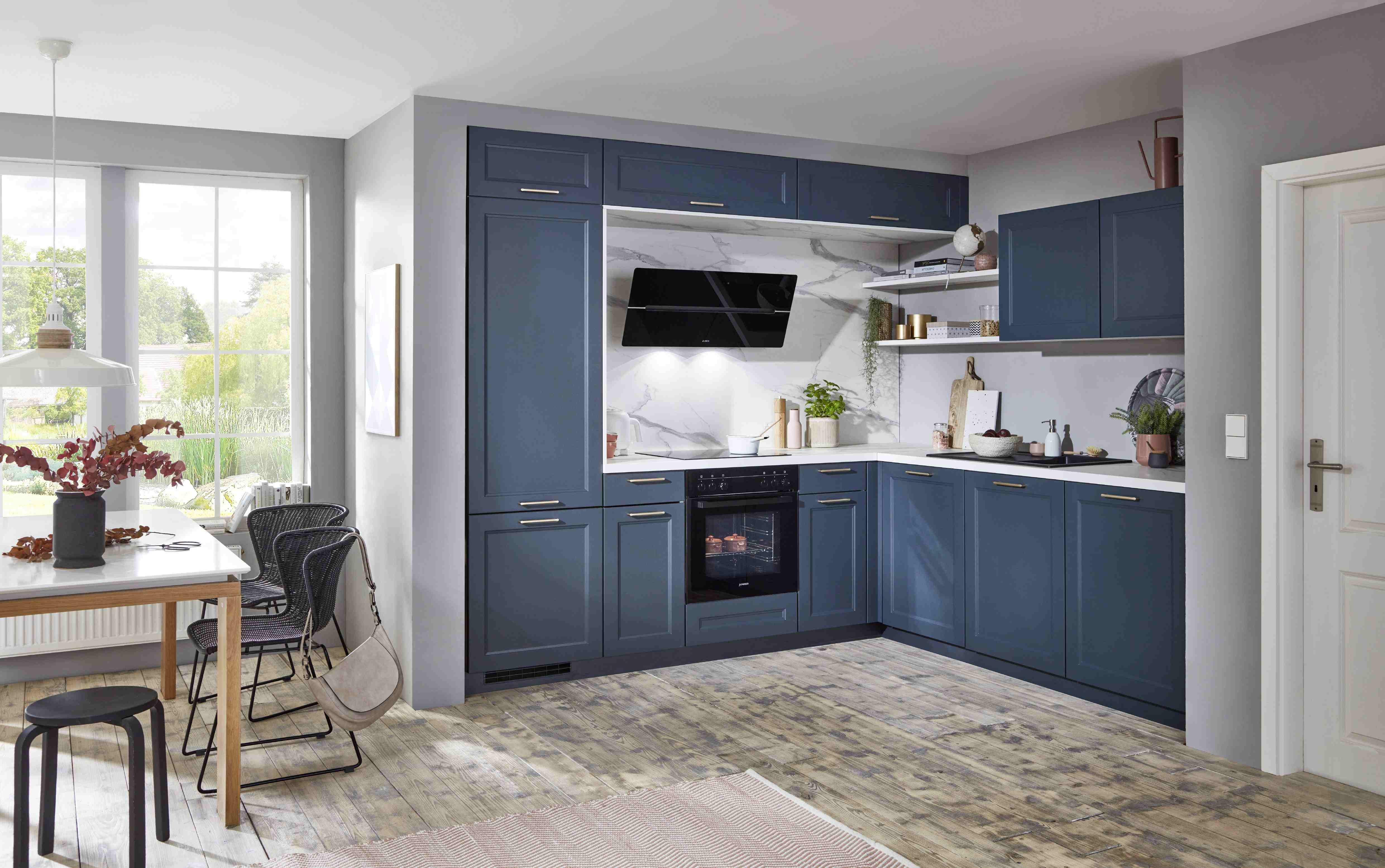 Einbauküche Columbia Frei Planbar Landhausstil - Blau/Weiß, MODERN, Holzwerkstoff - Vertico