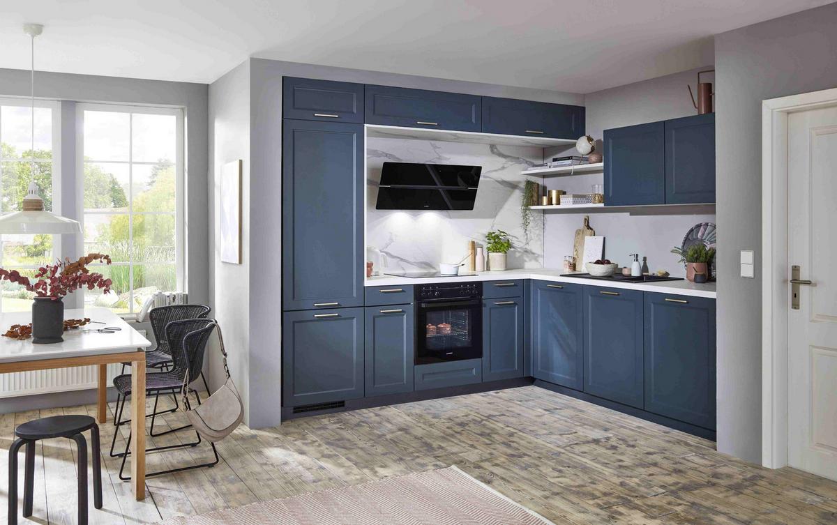 Einbauküche Columbia Frei Planbar Landhausstil - Blau/Weiß, MODERN, Holzwerkstoff - Vertico