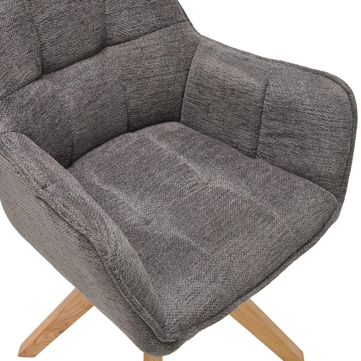Armlehnstuhl Kerry Dunkelgrau gepolstert - Dunkelgrau/Eichefarben, LIFESTYLE, Holz/Textil (61/85/63cm) - Livetastic