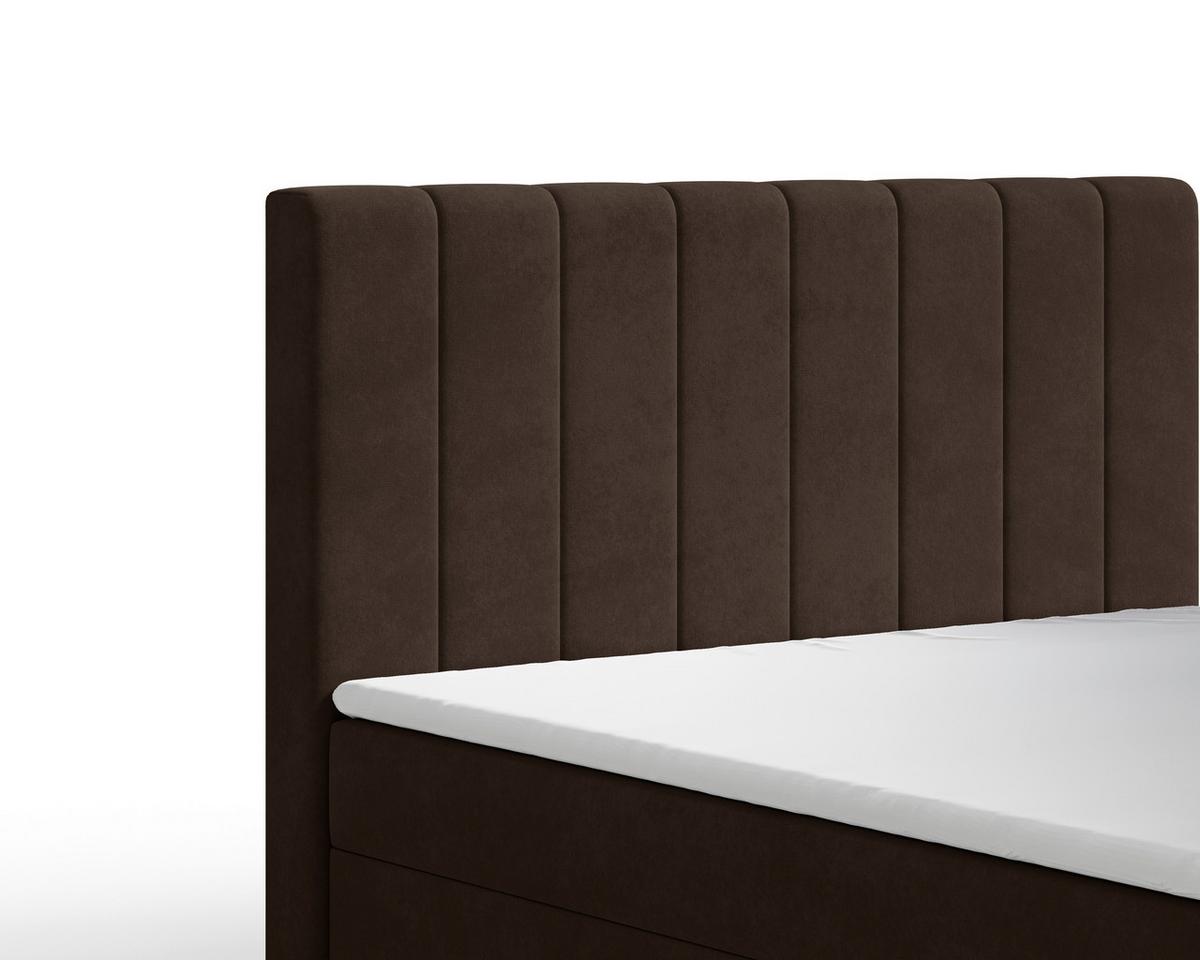 Boxbett Lila mit Topper 140x200 - Dunkelbraun/Schwarz, MODERN, Holz/Kunststoff (140/200cm) - Livetastic