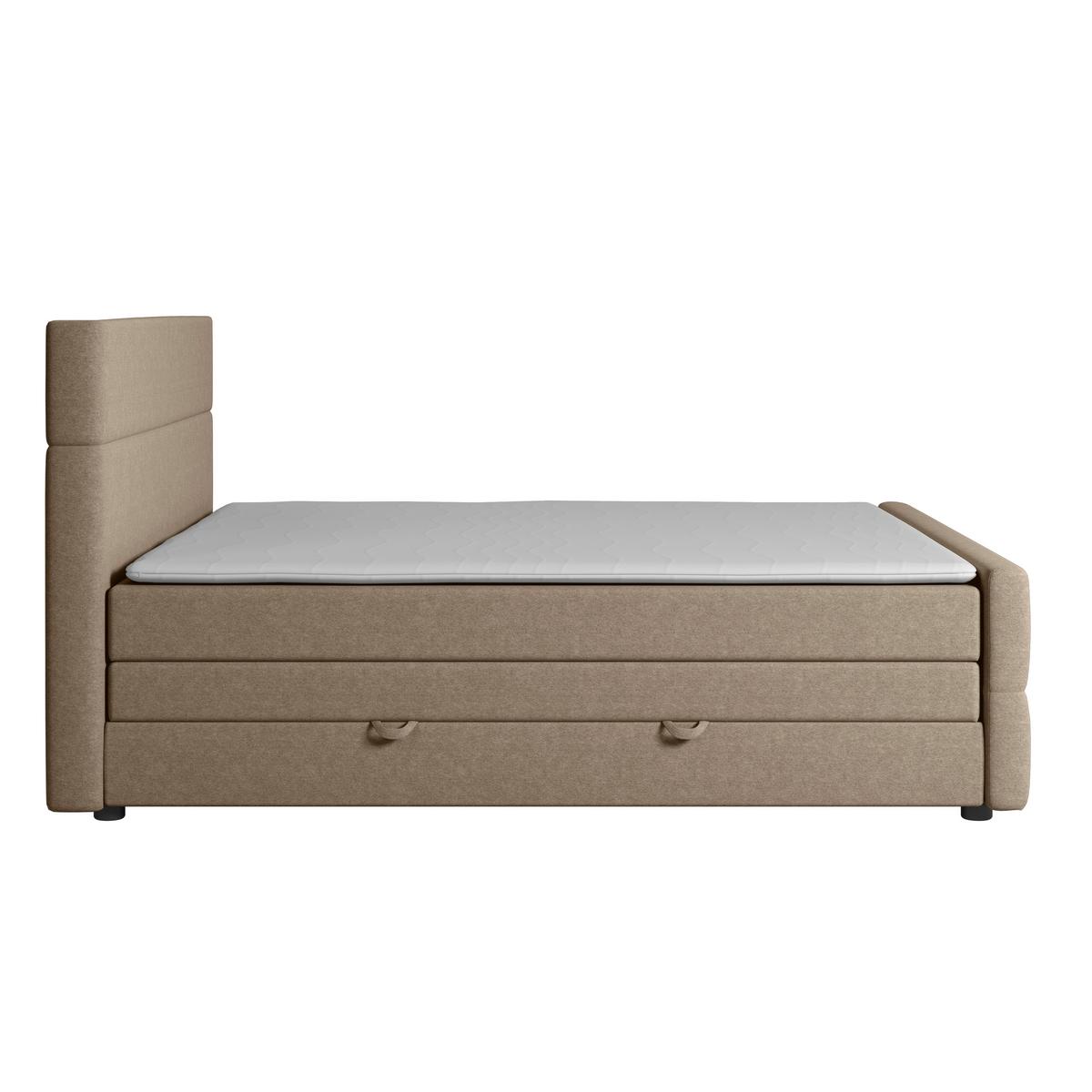 Boxspringbett mit Bettkasten Verona 180x200 cm Beige - Beige/Schwarz, MODERN, Holz/Kunststoff (180/200cm) - MID.YOU