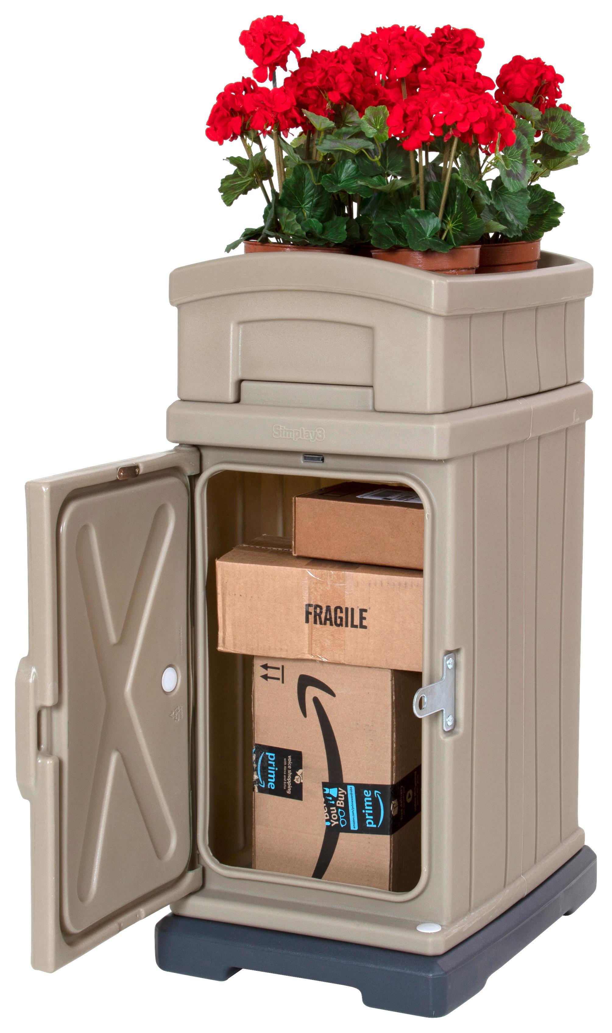 Paketbox mit Pflanzaufsatz Simplay Hide Away H: 98,1 cm - Hellbraun, Basics, Kunststoff (56,5/42,5/98,1cm)