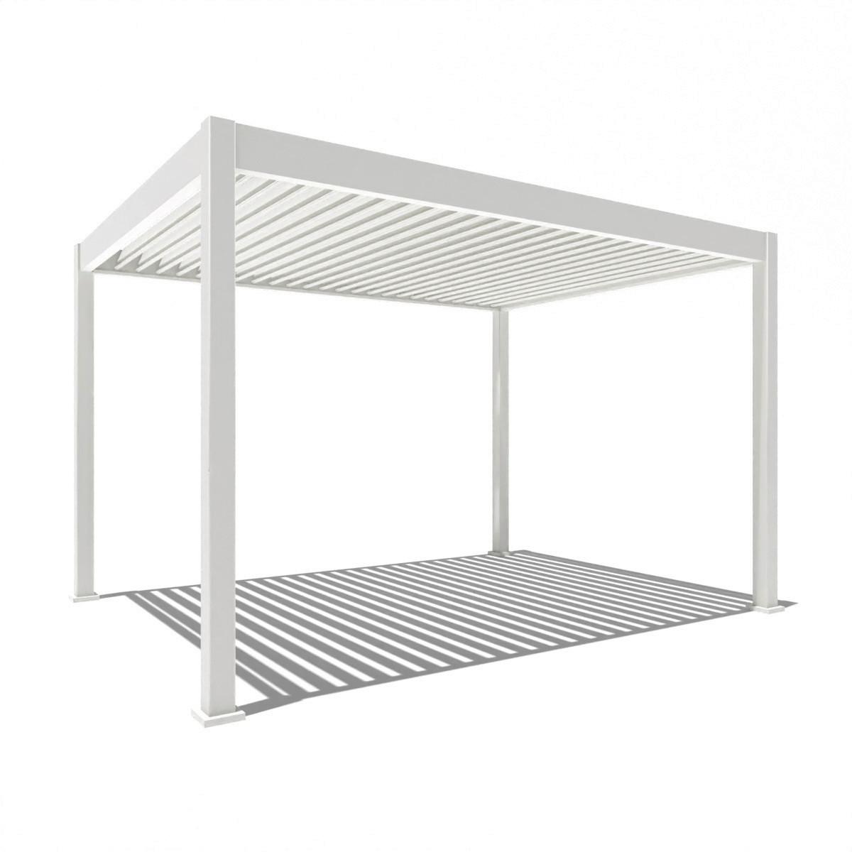 Pergola Deluxe 400x255x300cm Wetterfest, Elektrisch - Weiß, Basics, Metall (400/255/300cm) - Gardenson