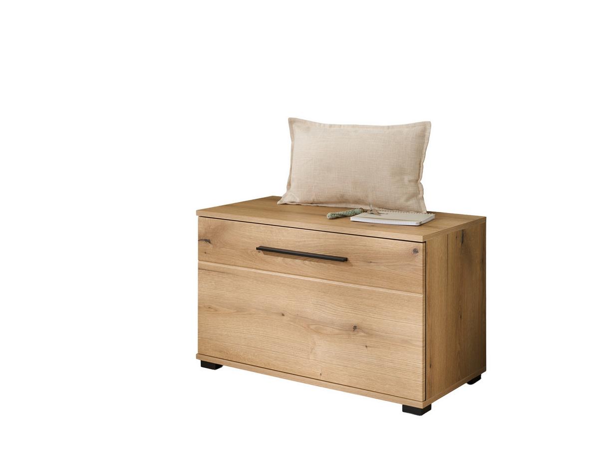 Garderobenbank Cantara Eichefarben B: 80cm - Eichefarben/Schwarz, MODERN, Holzwerkstoff (80/50/42cm) - MID.YOU