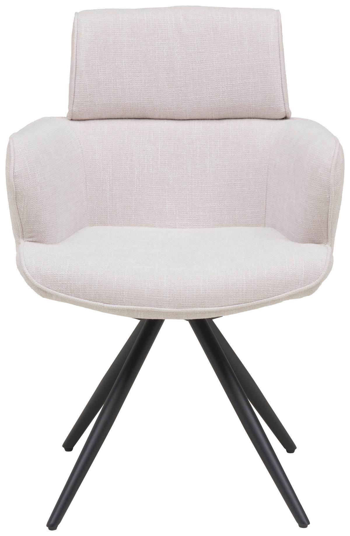 Armlehnstuhl Elis Webstoff Beige, B: 62 cm - Beige/Schwarz, KONVENTIONELL, Textil/Metall (62/89/62cm) - Livetastic