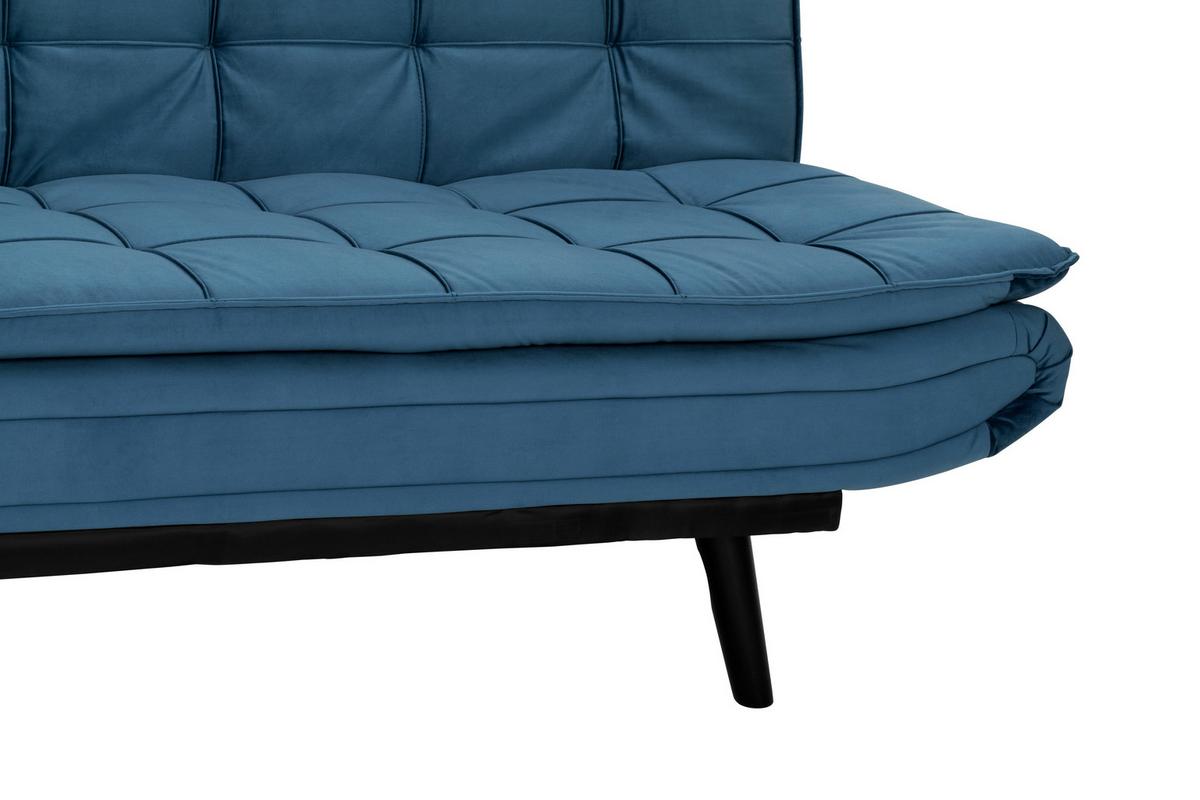 3-Sitzer-Sofa Mit Schlaffunktion Tuvalu B: 195cm - Blau/Schwarz, Design, Holz/Textil (195/96/96cm) - MID.YOU