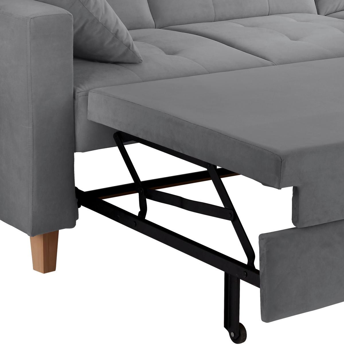 Rohová sedačka BERGEN, oboustranná, tmavě šedý samet - tmavě šedá/přírodní barvy, Design, dřevo/textil (231/160cm) - Luca Bessoni