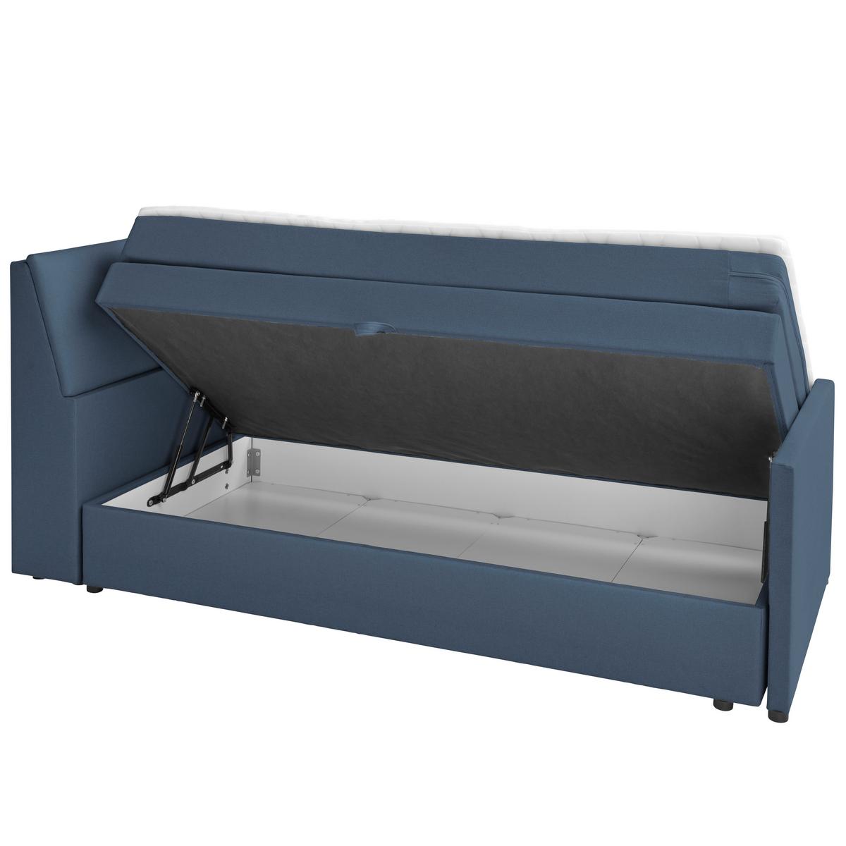 Boxspringbett Mit Bettkasten Nida 120x200 Cm Blaugrau - Blaugrau/Schwarz, MODERN, Holz/Textil (120/200cm) - MID.YOU