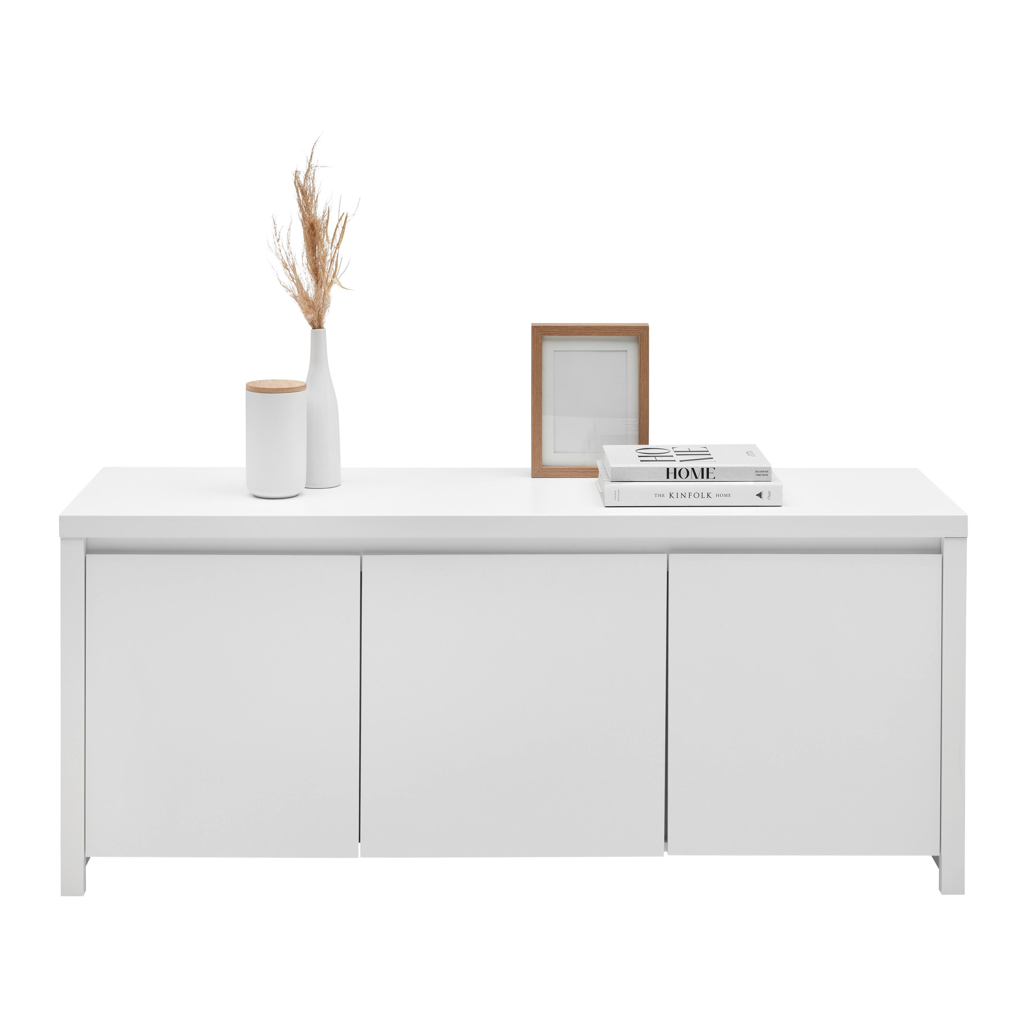 Nízká komoda LARIOS bílá - bílá/černá, Moderní, kompozitní dřevo/plast (143/61/40cm) - Mömax