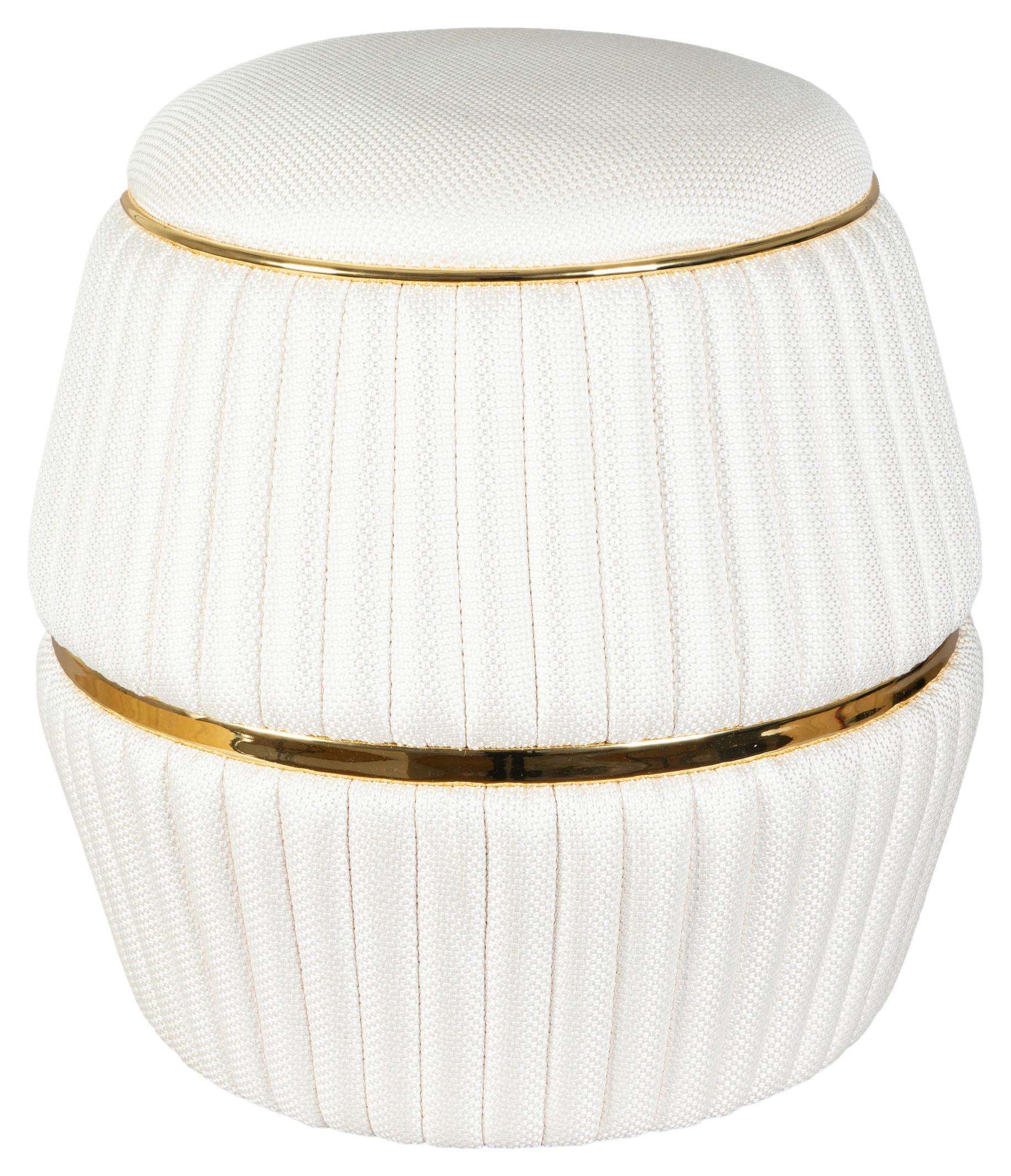 Hocker Doric 245 Beige/goldfarben D: 51,5 Cm - Beige/Goldfarben, Design, Textil (51,5/53cm) - Kayoom