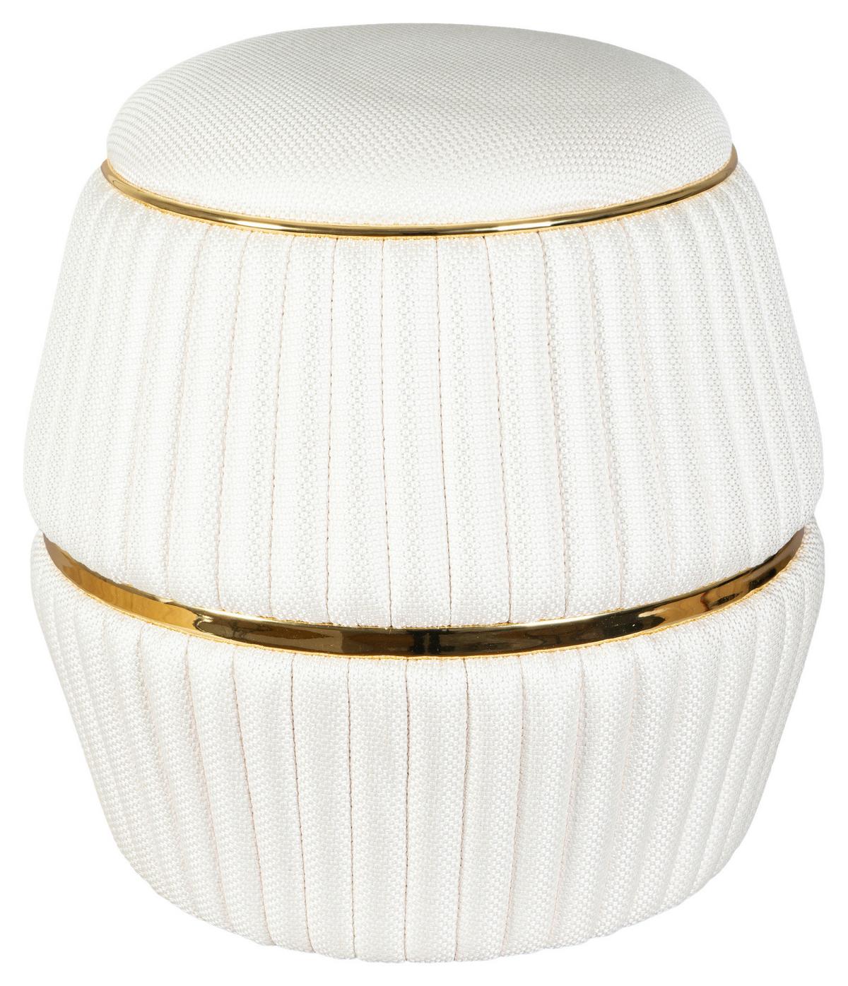 Hocker Doric 245 Beige/goldfarben D: 51,5 Cm - Beige/Goldfarben, Design, Textil (51,5/53cm) - Kayoom