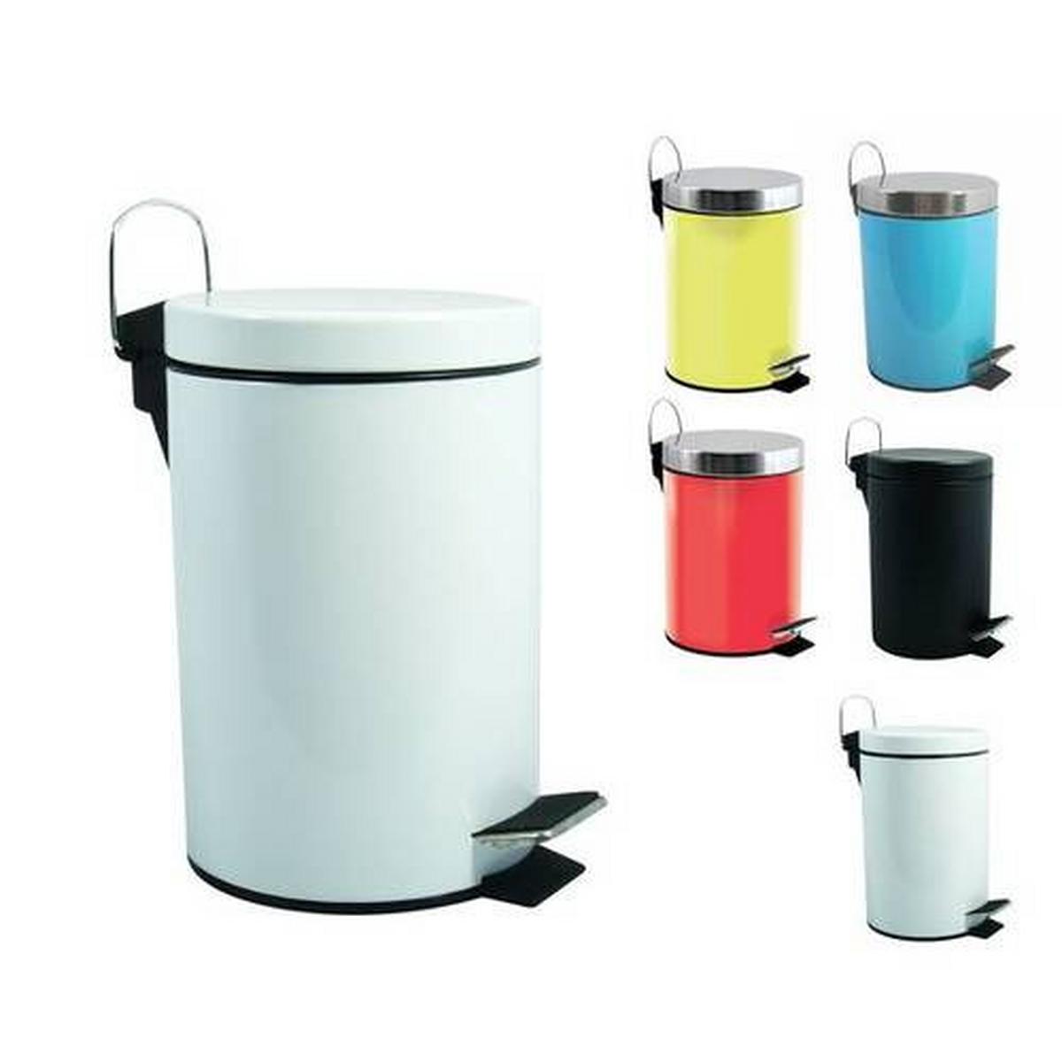 Treteimer Unis 5l Weiß Metall Dxh: 20,5x27,7 Cm - Schwarz/Weiß, KONVENTIONELL, Kunststoff/Metall (20,5/27,7cm) - Spirella