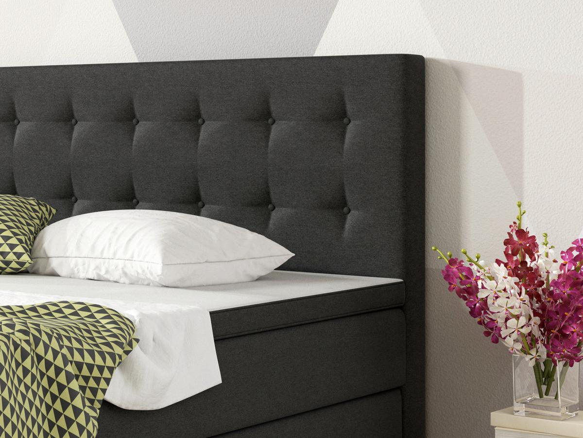 Boxspringbett Mit Topper 180x200 Köln - Silberfarben/Schwarz, KONVENTIONELL, Textil (180/115/210cm) - MID.YOU