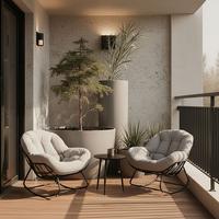 Záhradná sada na balkón ISABEL - čierna/svetlosivá, Modern, kov/textil (92/111/87cm) - Bessagi Garden