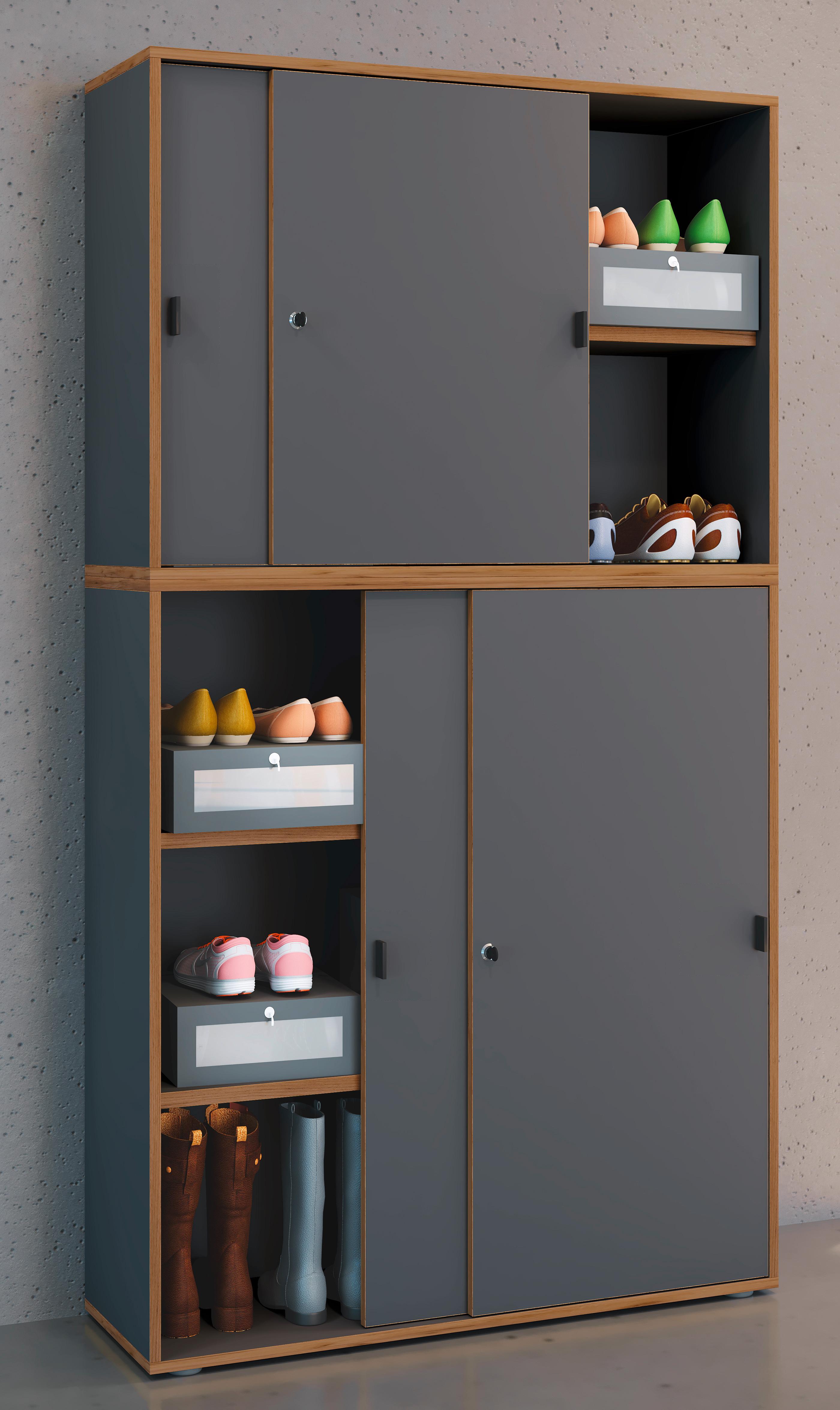 Schuhschrank Salia Anthrazit/Honigeiche B: 100 cm - Honigeiche/Anthrazit, Design, Holzwerkstoff (100/183/37cm) - MID.YOU