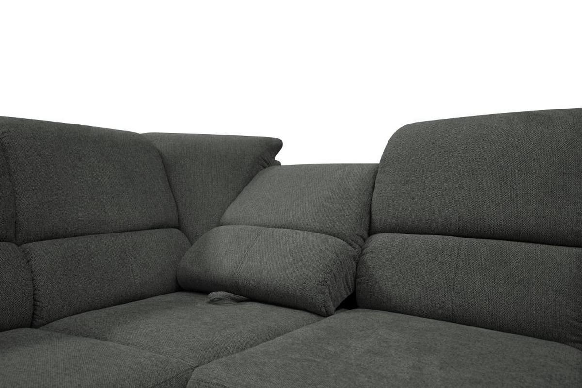 Sedačka MARSYLIA, pravá, antracit.velur, s relax.rohem - černá/barvy stříbra, Design, kov/dřevo (270/216cm) - MID.YOU