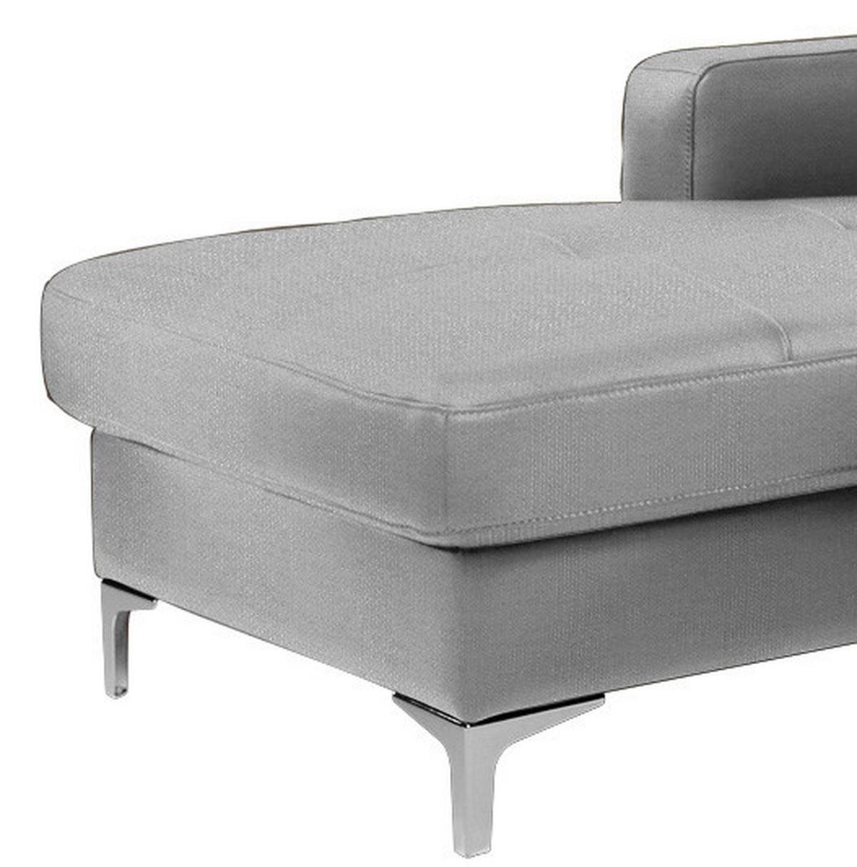 Ecksofa Sammy Hellgrau - Chromfarben/Hellgrau, Design, Textil (169/226cm) - Livetastic