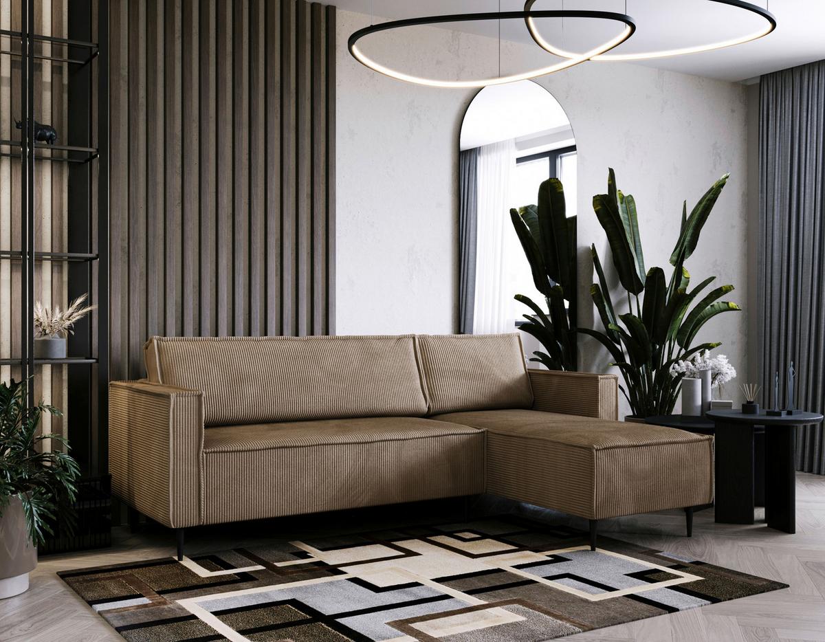 Ecksofa Ranger Hellbraun 223x151 cm - Hellbraun/Schwarz, Design, Textil (223/151cm) - Livetastic