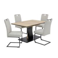 TISCHGRUPPE BEKE G - Eichefarben/Beige, MODERN, Holzwerkstoff/Textil (140 - 180/76/90cm) - P & B