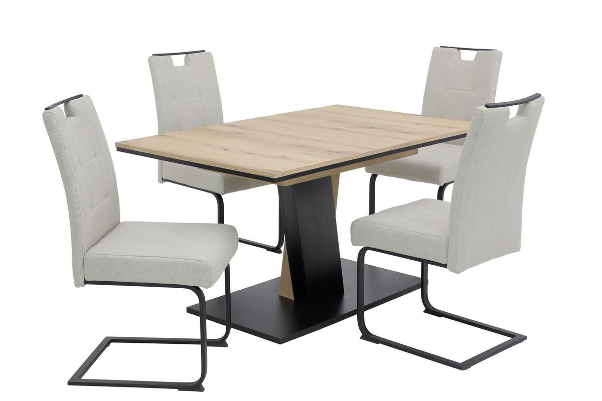 TISCHGRUPPE BEKE G - Eichefarben/Beige, MODERN, Holzwerkstoff/Textil (140 - 180/76/90cm) - P & B