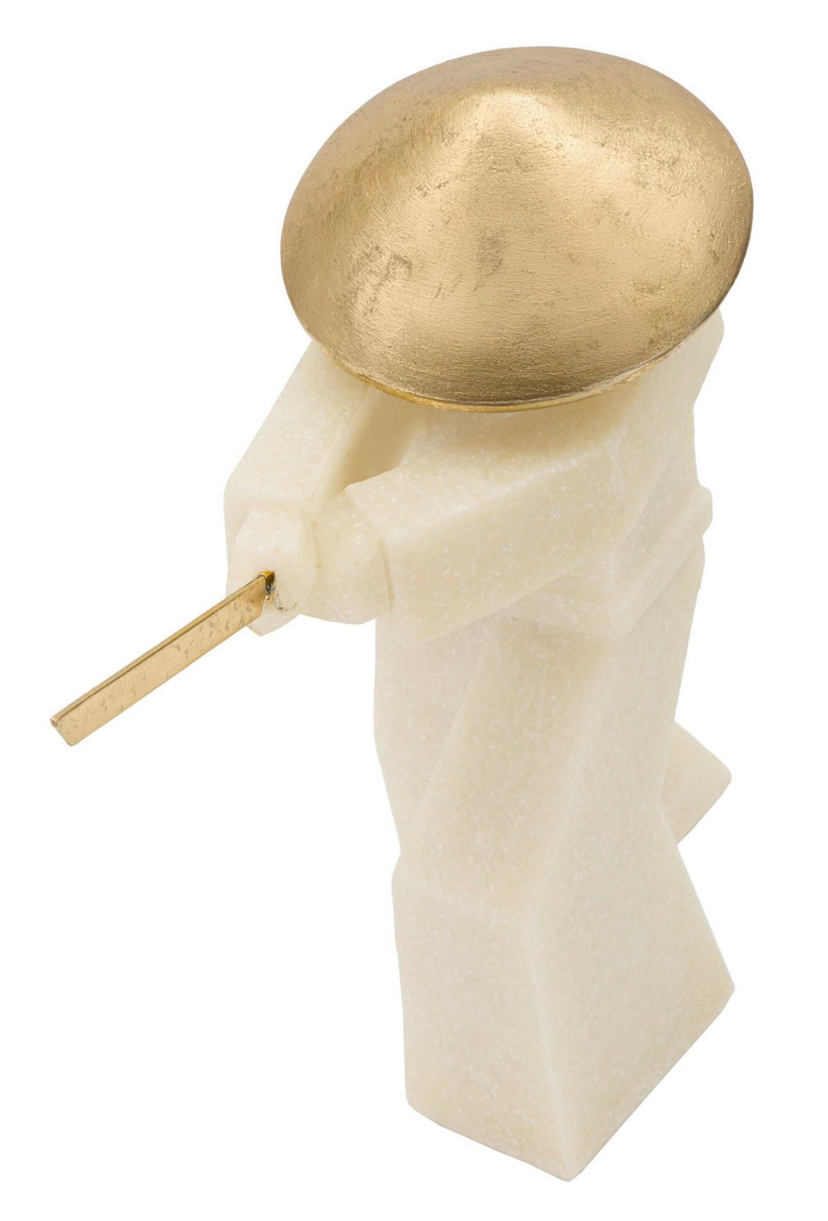 Skulptur Kunststoff/metall, Weiß/gold - Basics, Kunststoff/Metall (34/30/12cm)