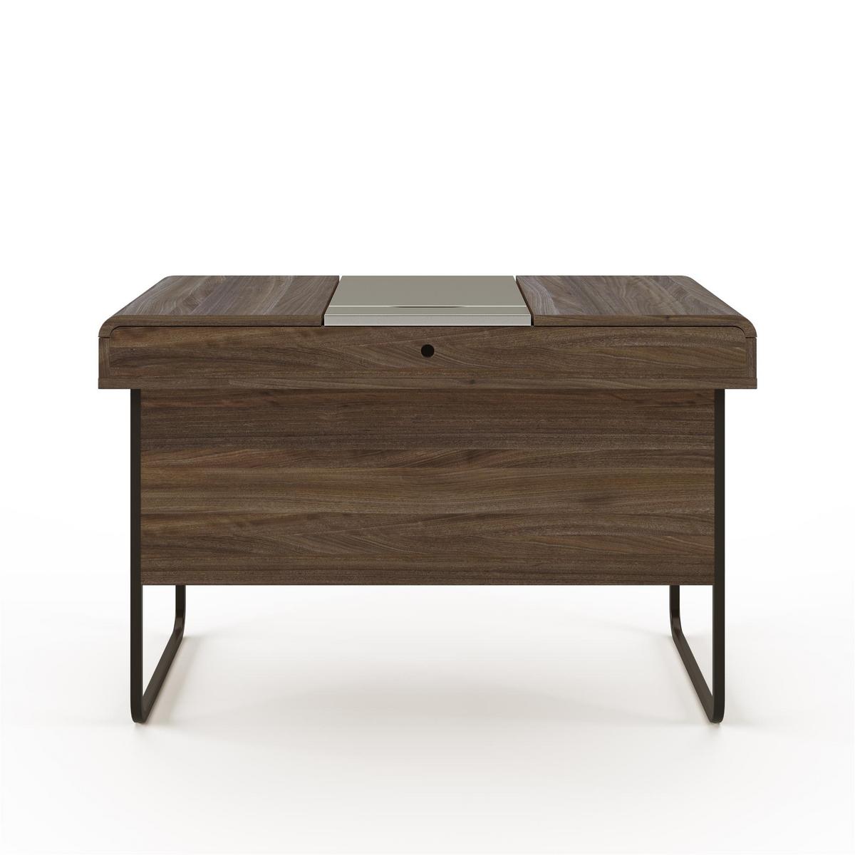 Schreibtisch Dorset Walnussfarben L: 118 cm - Walnussfarben/Schwarz, Design, Holzwerkstoff/Metall (118/76/59cm) - MID.YOU