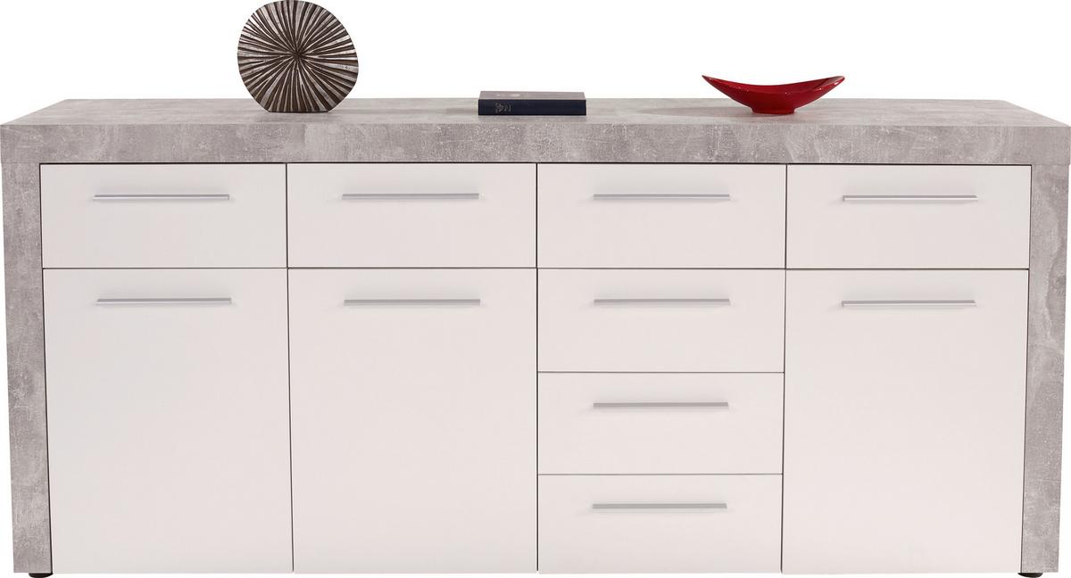 Kommode B 194cm Focus Beton Optik/weiß - Schwarz/Weiß, MODERN, Holzwerkstoff (194/86/45cm)