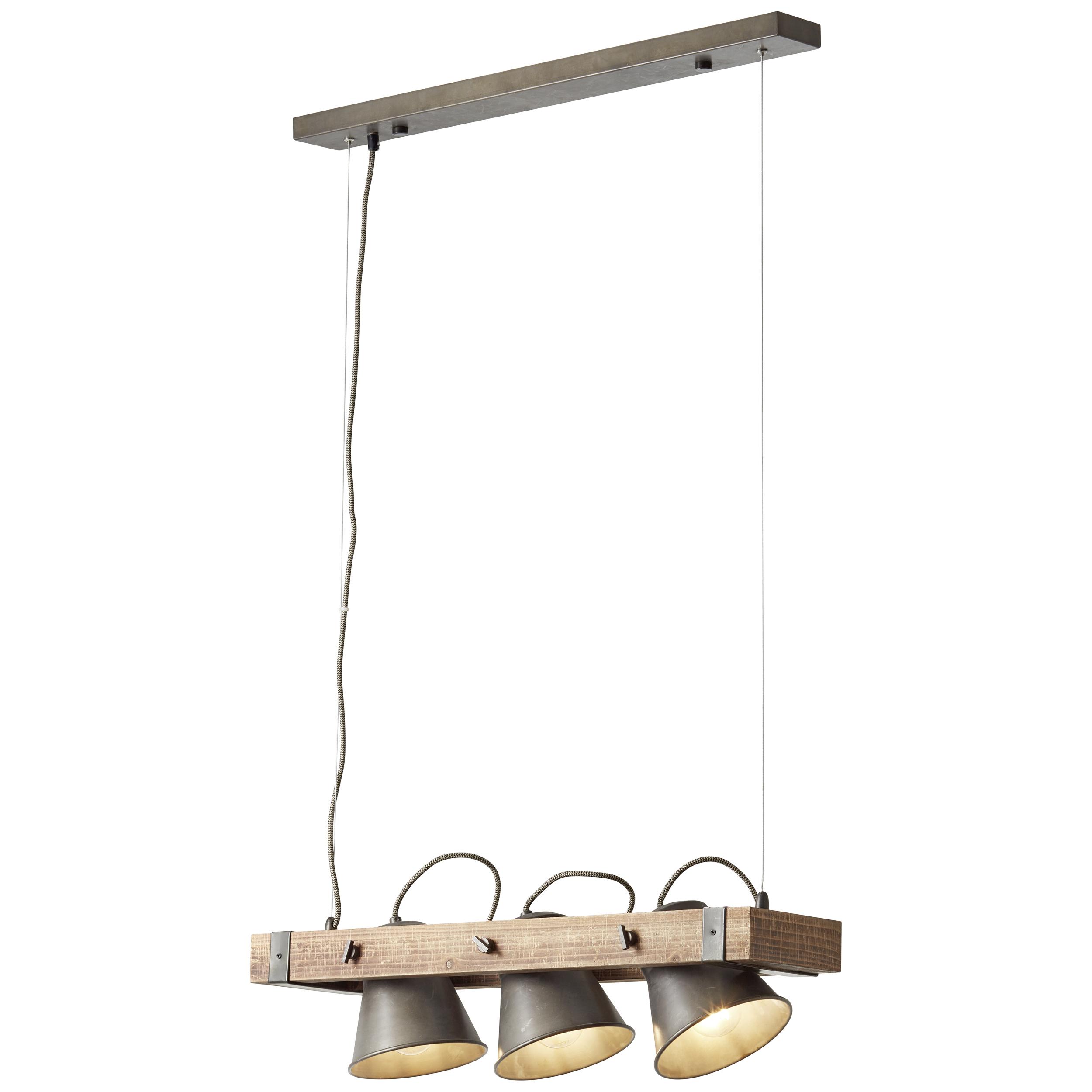 Hängeleuchte Plow H: 115 cm 3-Flammig, drehbar - Schwarz, Design, Holz/Metall (70/115cm) - Brilliant