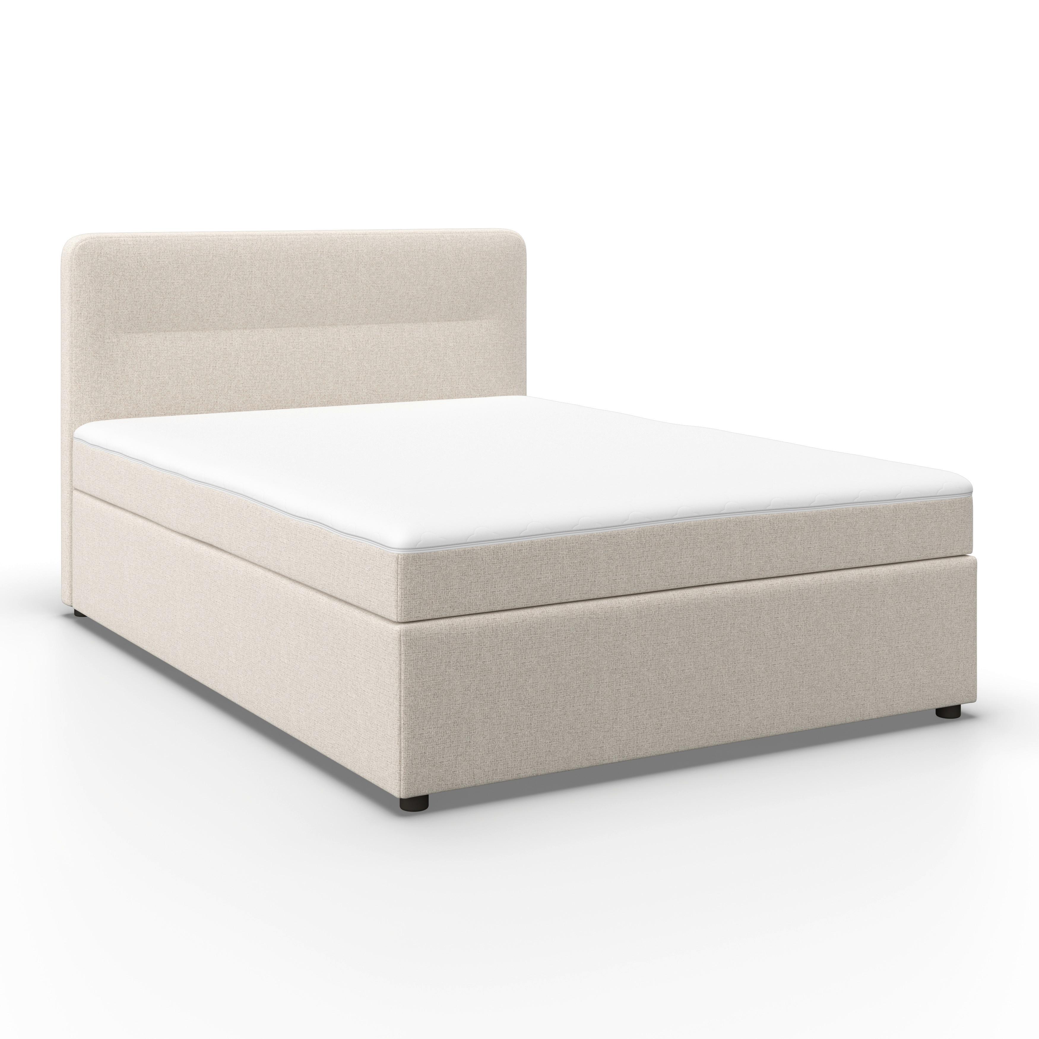 Boxspringová postel MARCO 140x200, béžová - černá/krémová, Moderní, dřevo/textil (140/200cm) - Bessagi Home