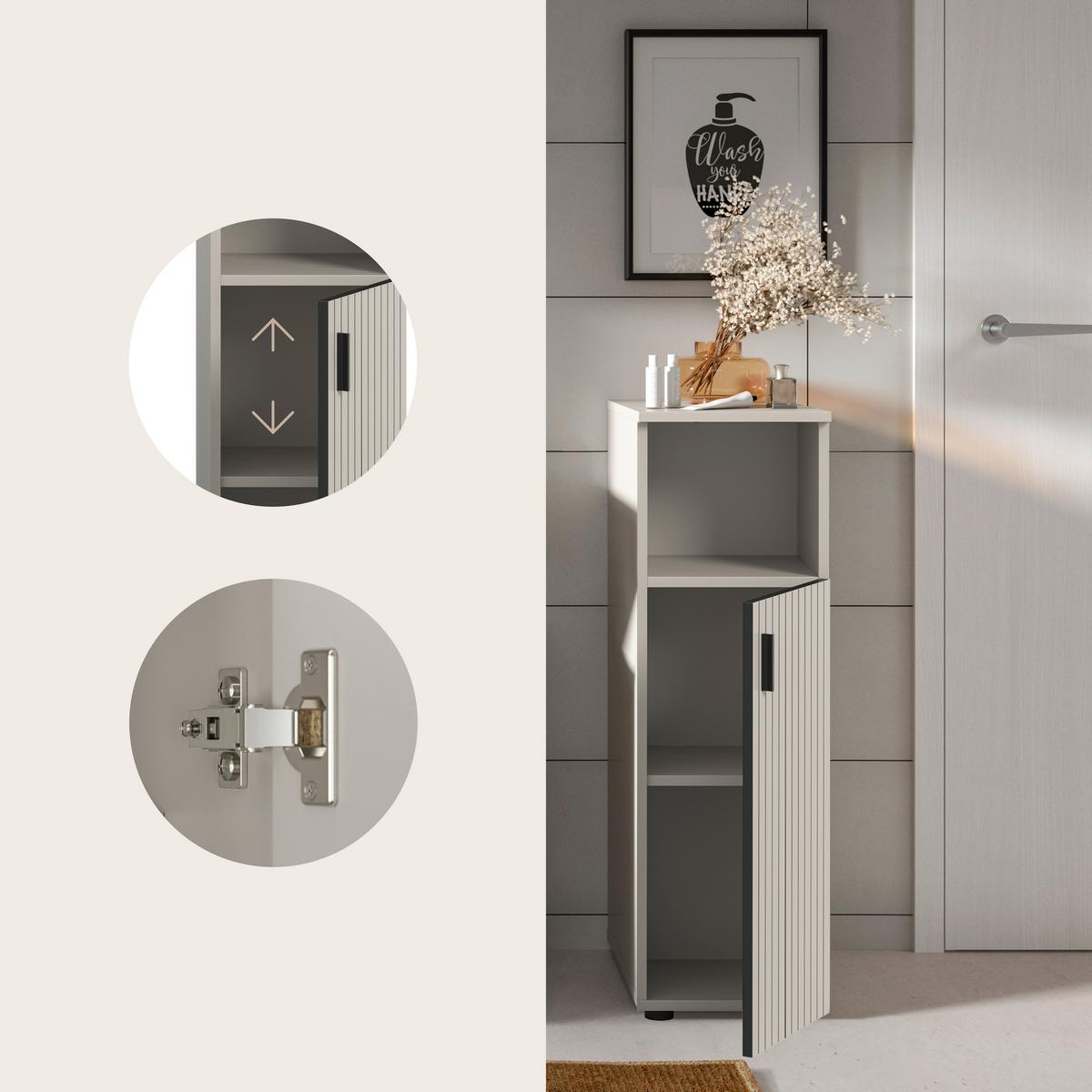 MIDISCHRANK Mone Kaschmir B: 30cm - Kaschmir/Schwarz, Trend, Holzwerkstoff (30/95/30cm) - MID.YOU
