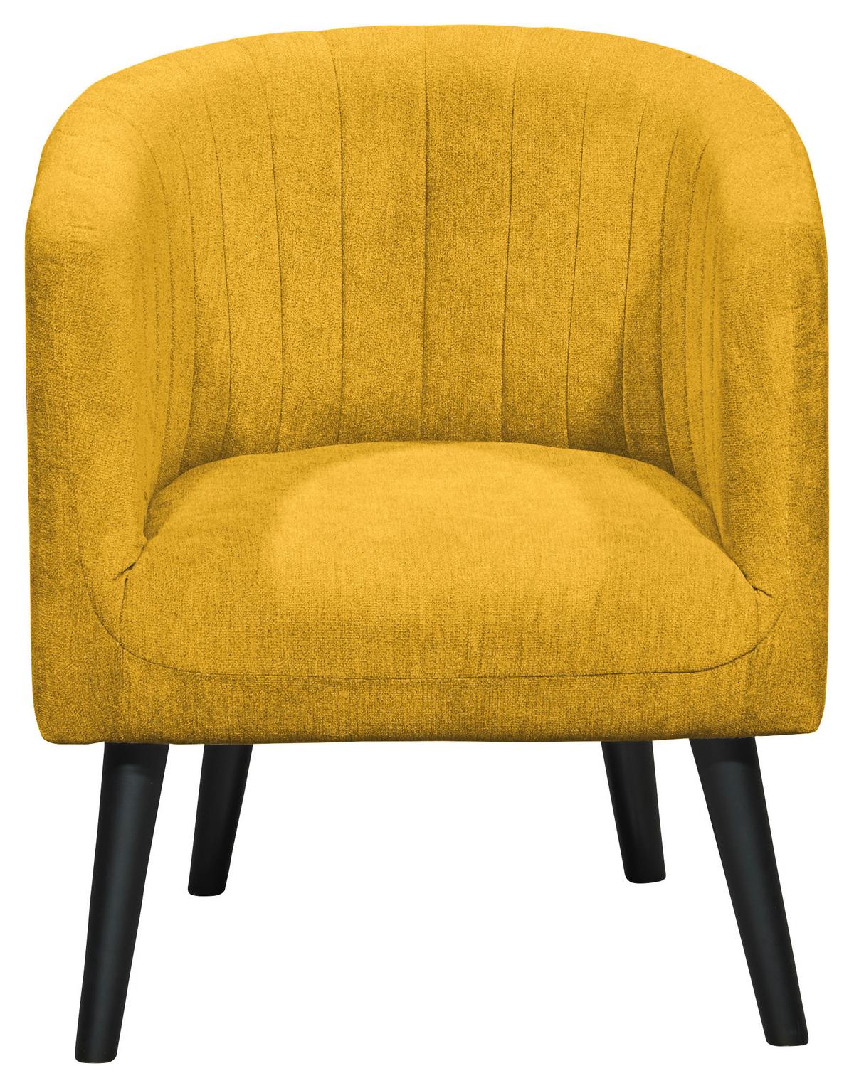 Polstersessel Mit Armlehnen Paul Velours Gelb - Gelb/Schwarz, Basics, Textil (61/82/58cm) - Livetastic