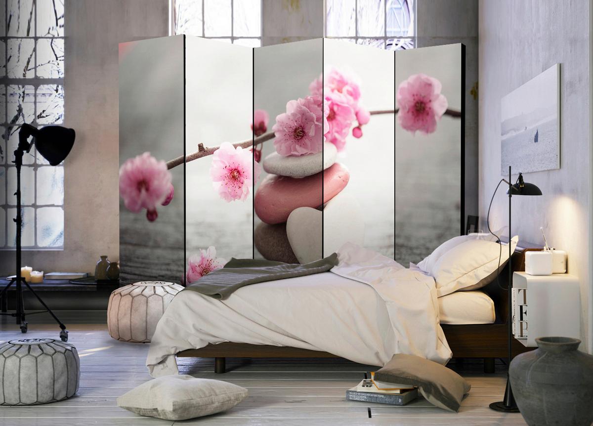 Paravent Pink Perlmutt B: 225 Cm - Pink/Perlmutt, Basics, Holz/Textil (225/172/3cm) - artgeist