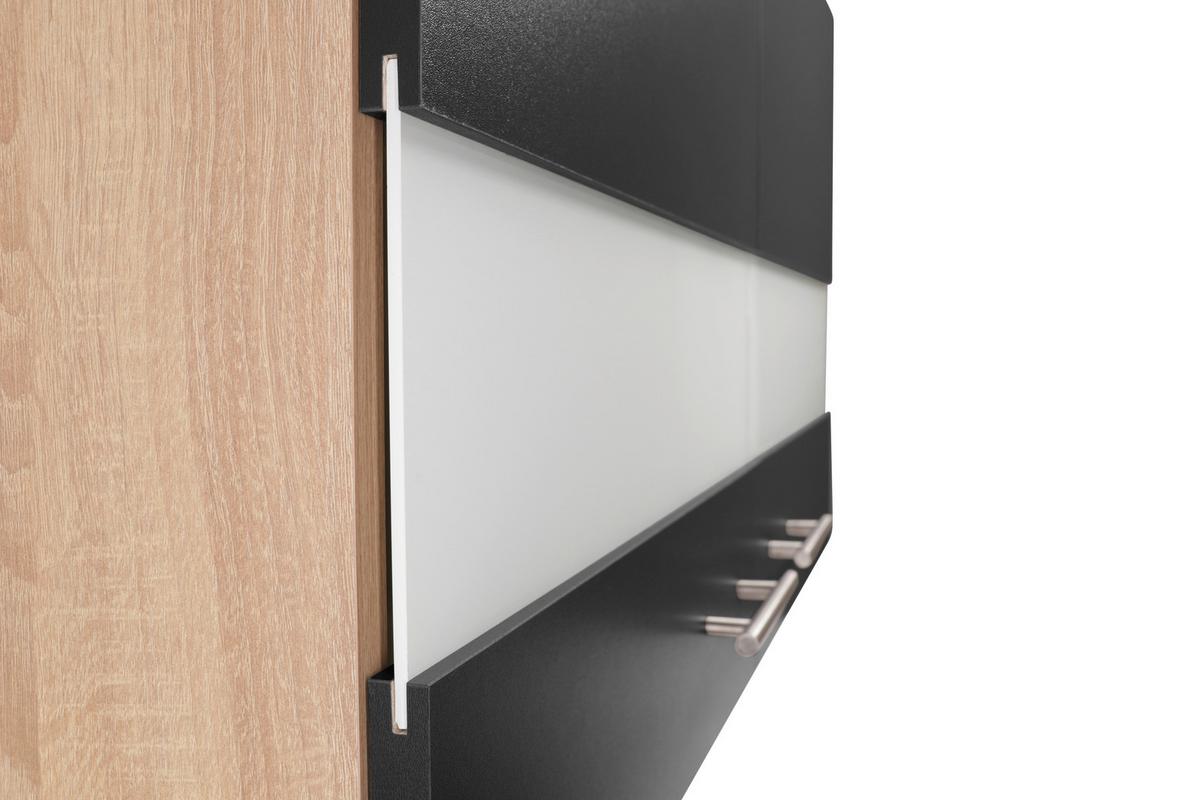Küchenoberschrank Merle Schwarz, Eiche Dekor B:110cm - Eichefarben/Schwarz, Basics, Glas/Holzwerkstoff (110/56,1/34,6cm) - Respekta