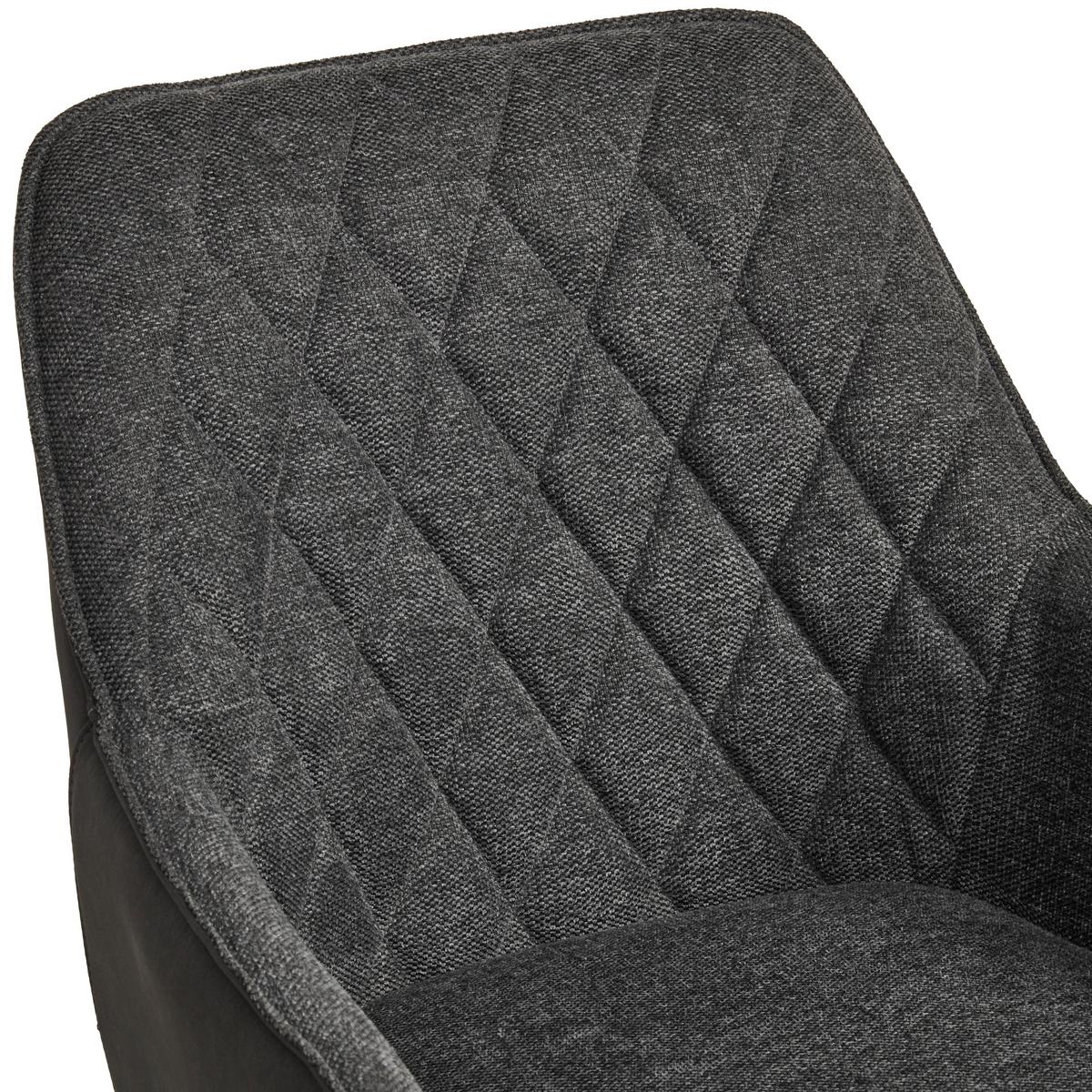 Armlehnstuhl Julie Grau, Sitzfläche 360° Drehb. - Schwarz/Grau, KONVENTIONELL, Holz/Textil (57/84/63cm) - Livetastic