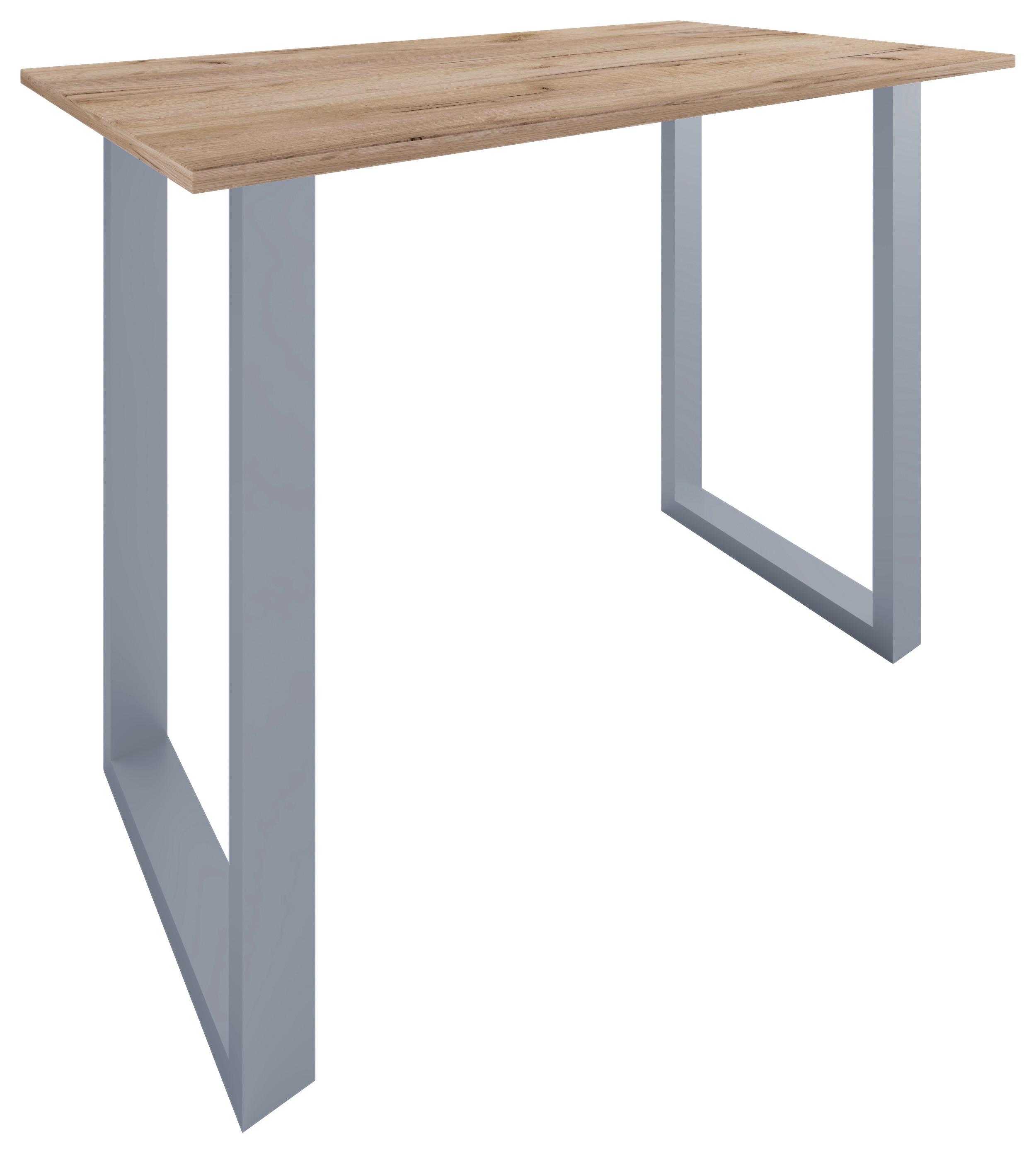 Bartisch Xona B 140x80 - Honigeiche/Silberfarben, KONVENTIONELL, Holzwerkstoff/Metall (140/102/80cm)