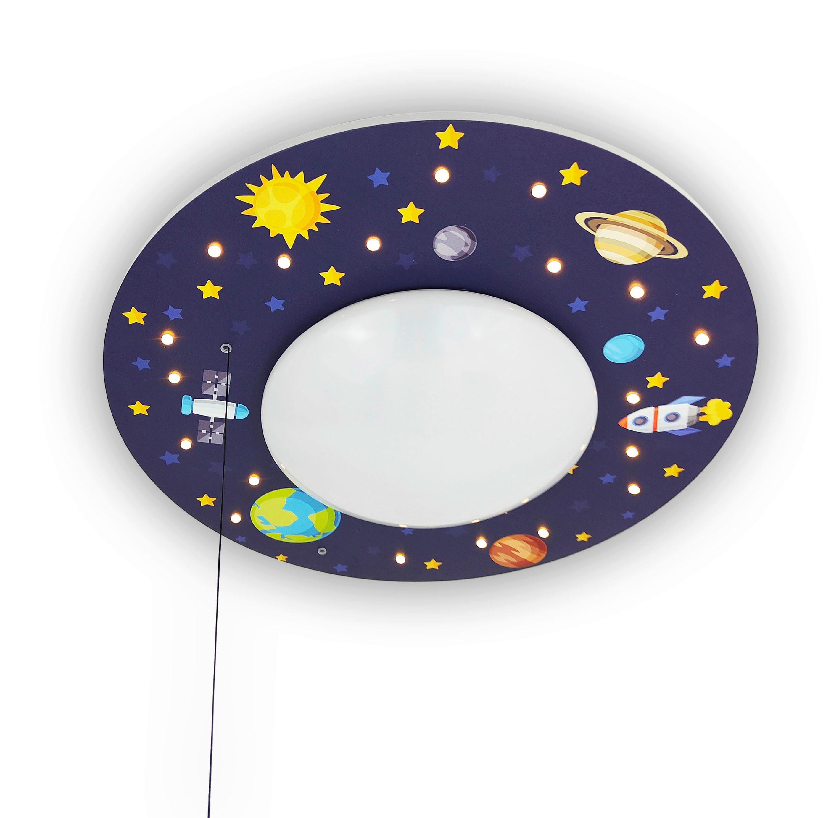 Kinderdeckenleuchte 7003 - Deckenleuchte Weltall - Multicolor/Weiß, Basics, Holzwerkstoff/Kunststoff (54/11cm) - Niermann
