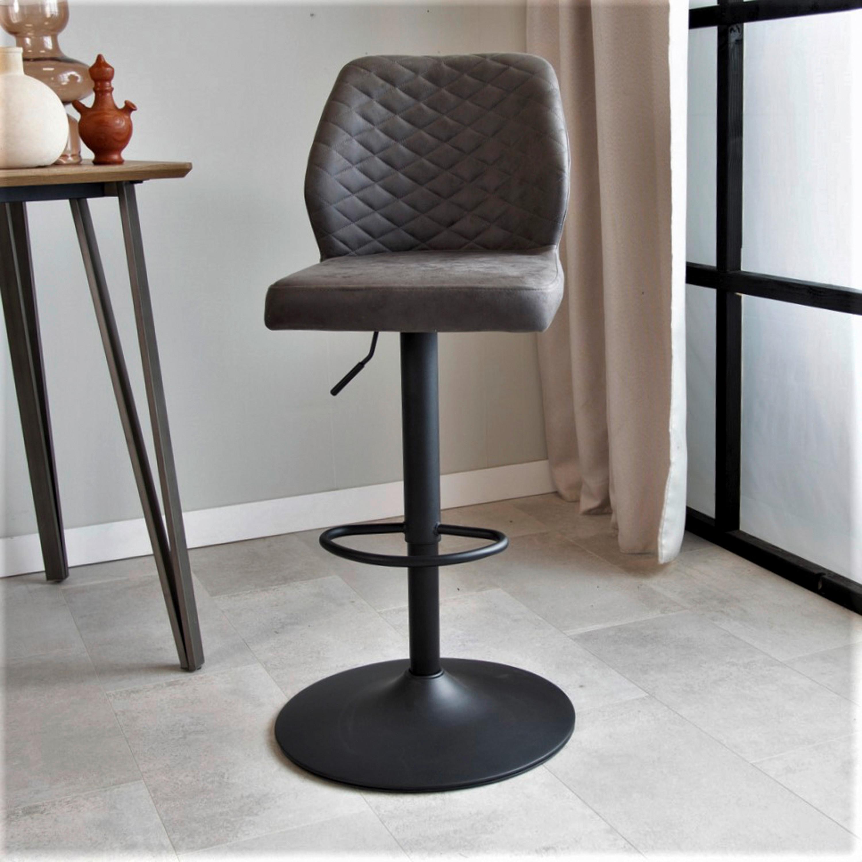 Barhocker-set Grayson - Anthrazit/Schwarz, KONVENTIONELL, Textil/Metall (42/114/52cm) - MID.YOU